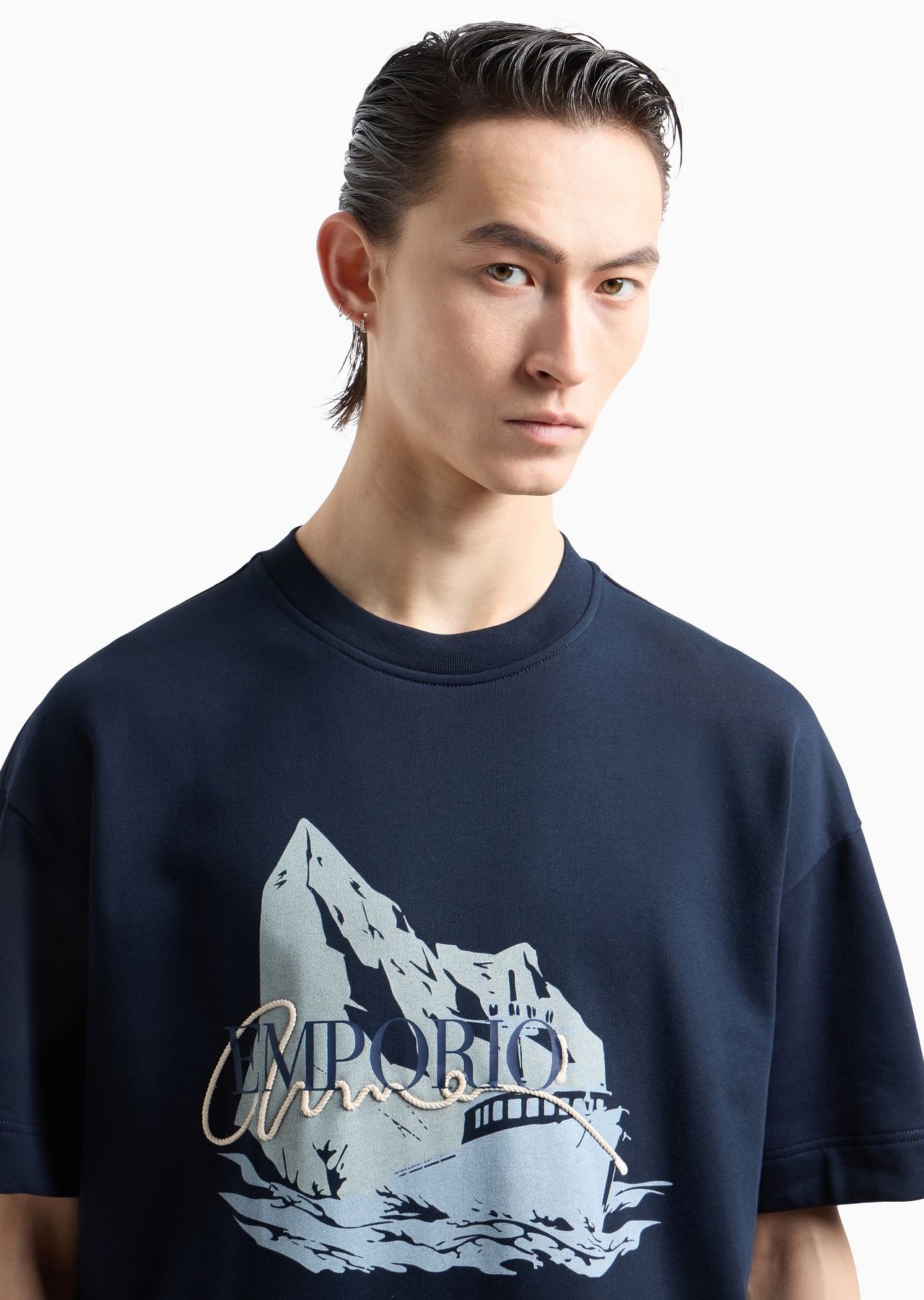 Lightweight jersey short-sleeved sweatshirt with Iceberg and logo print - 5