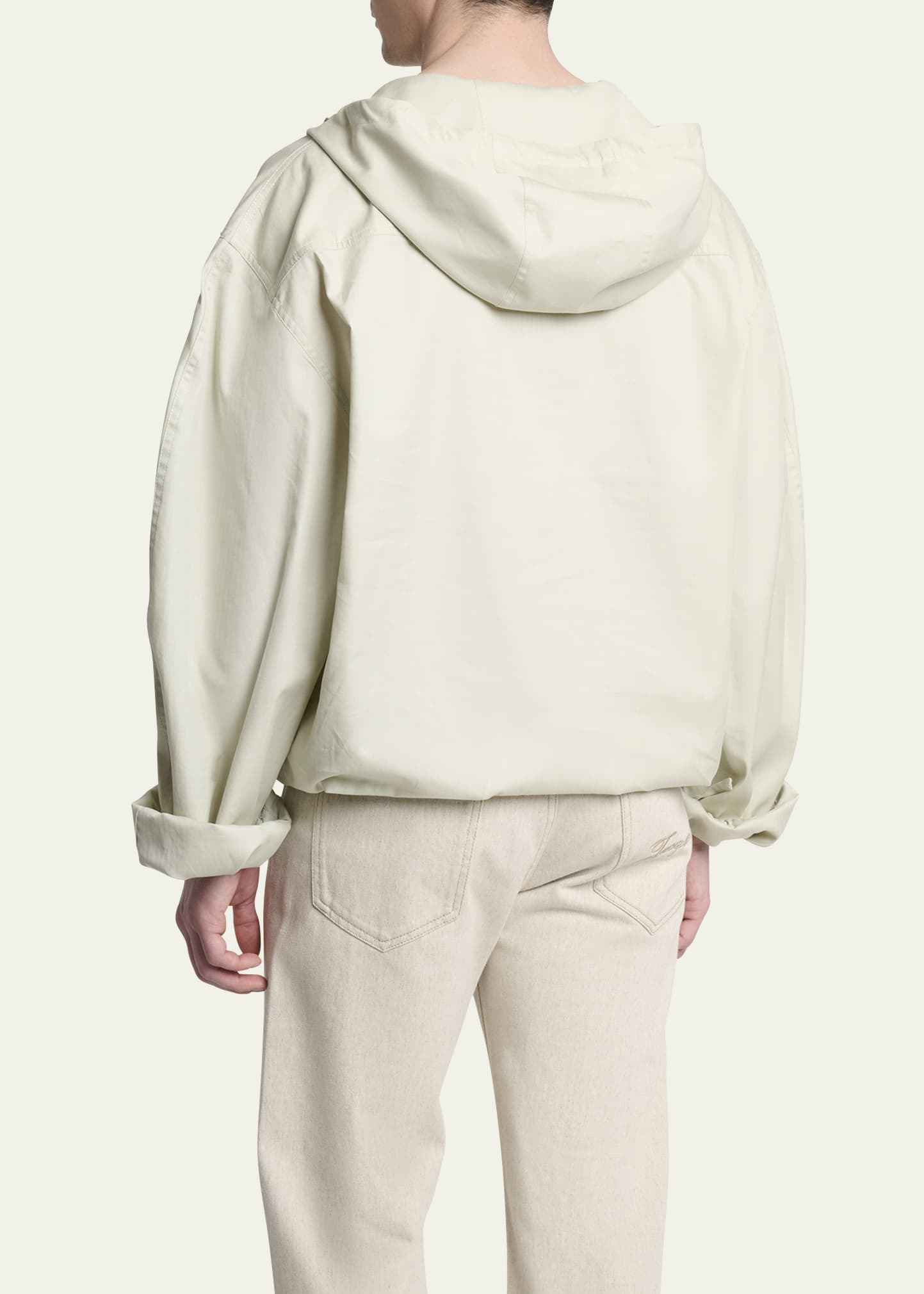Men's La Blouse Cotton Herringbone Hooded Shirt - 3