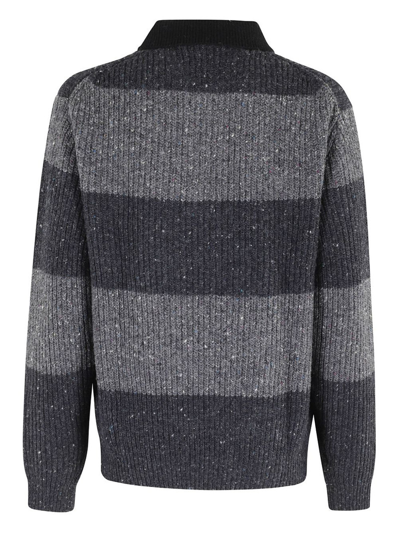 Dunst Chunky Rugby striped polo-collar sweater outlook