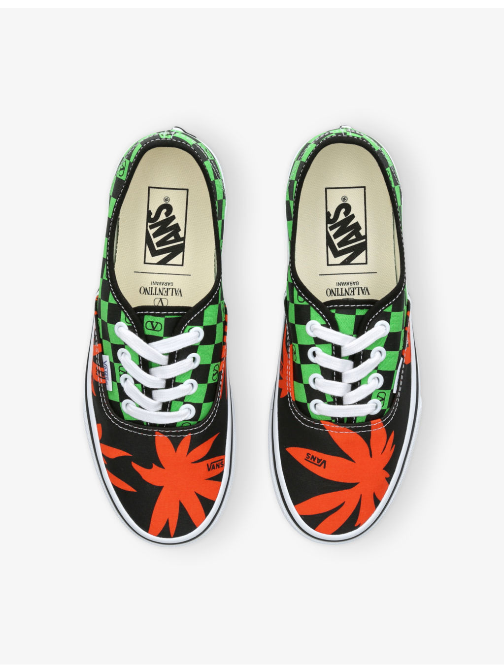 Valentino Garavani X Vans Authentic VLogo Checkerboard and Tropical Leaves Canvas Low-Top Trainers - 2