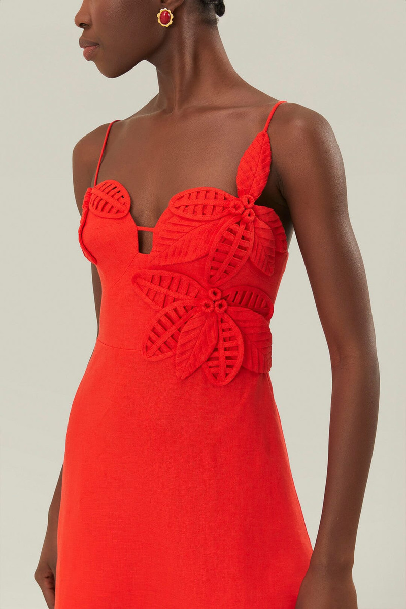 Red 3D Flower Bodice Mini Dress 3