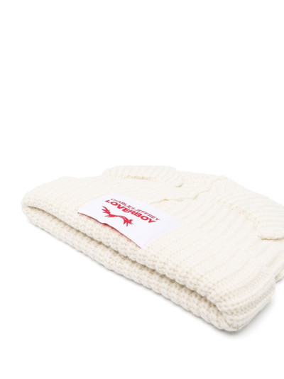 CHARLES JEFFREY LOVERBOY knitted cat-ear detail beanie hat outlook