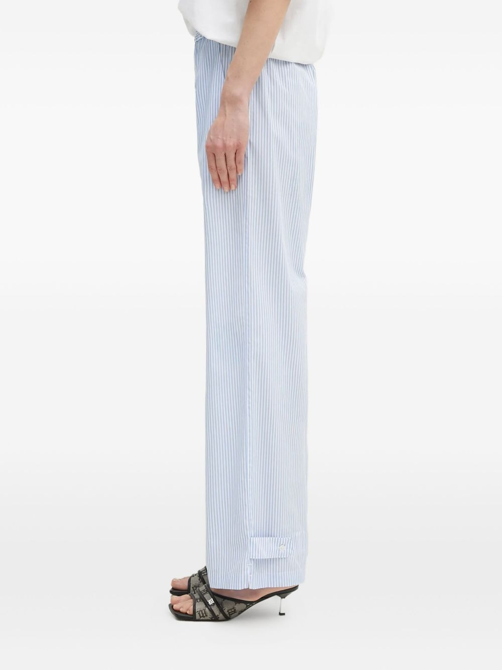 striped button-fastening trousers - 2