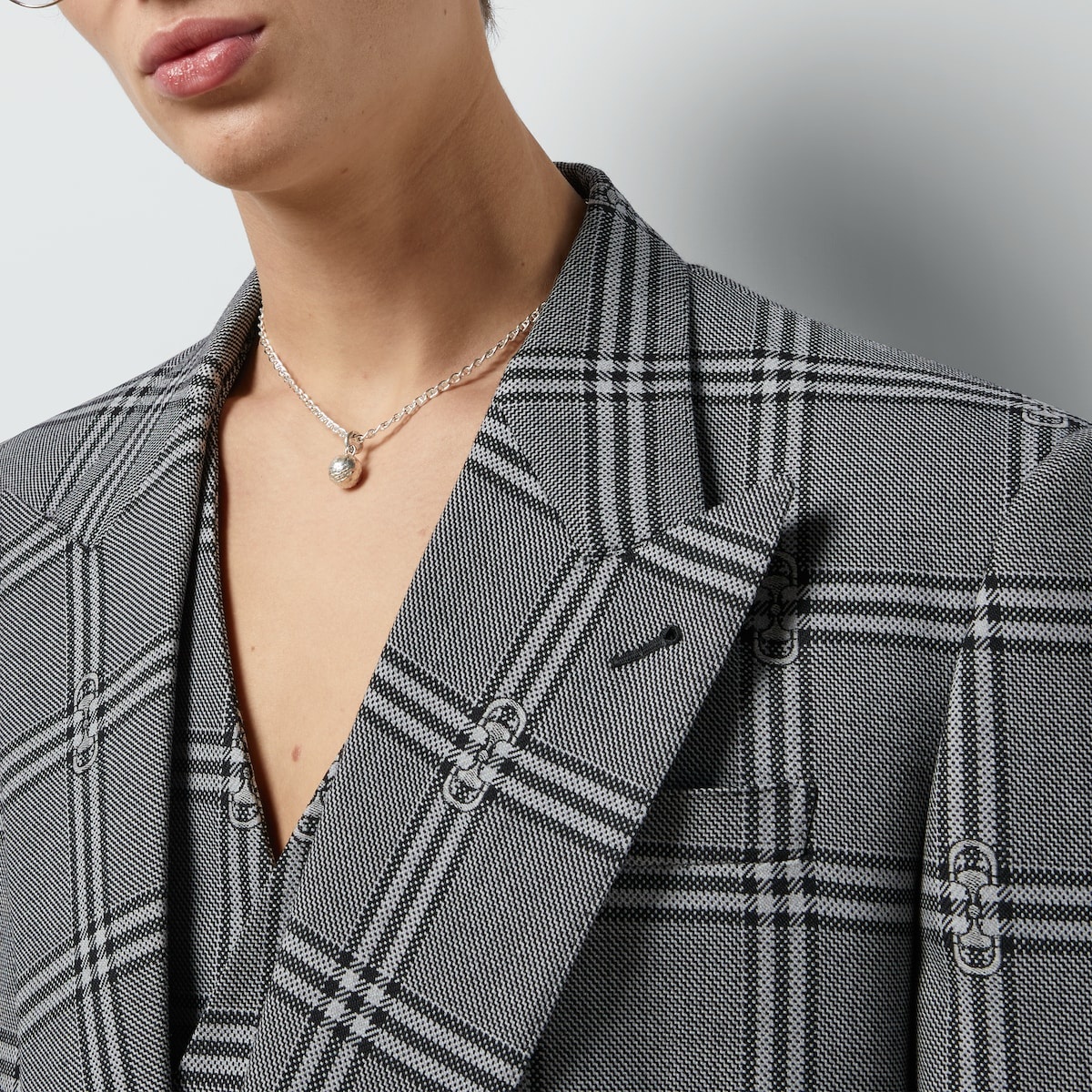 Horsebit check wool jacket - 3