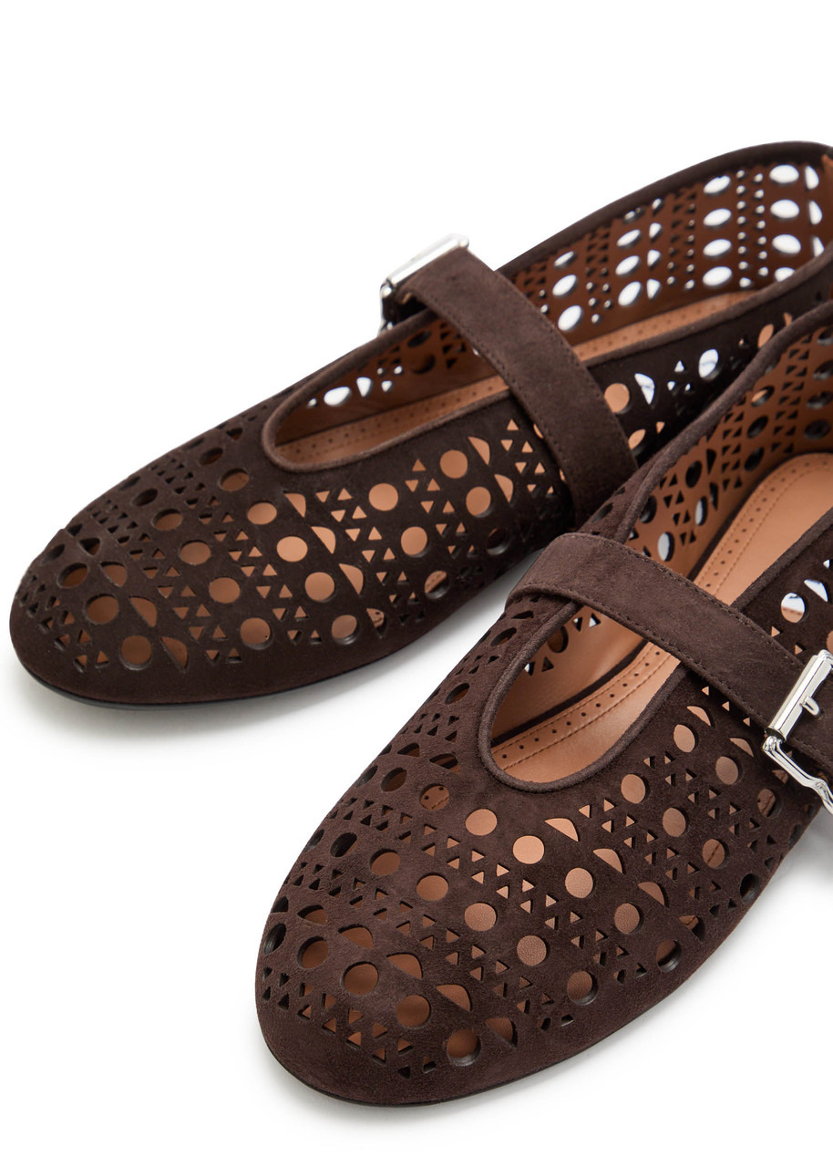 Alaïa Vienne Cut-out Suede Ballet Flats - 3