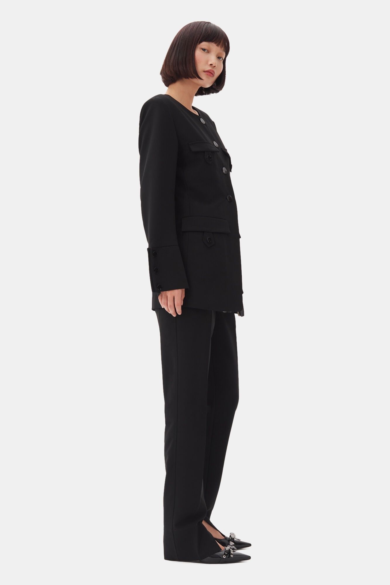 BLACK SUITING FITTED BLAZER - 4