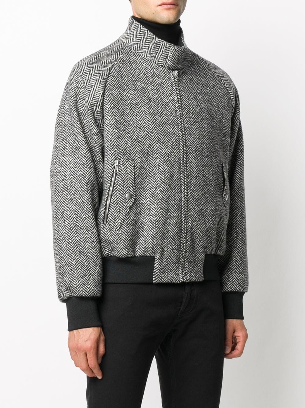 herringbone-check bomber jacket - 3