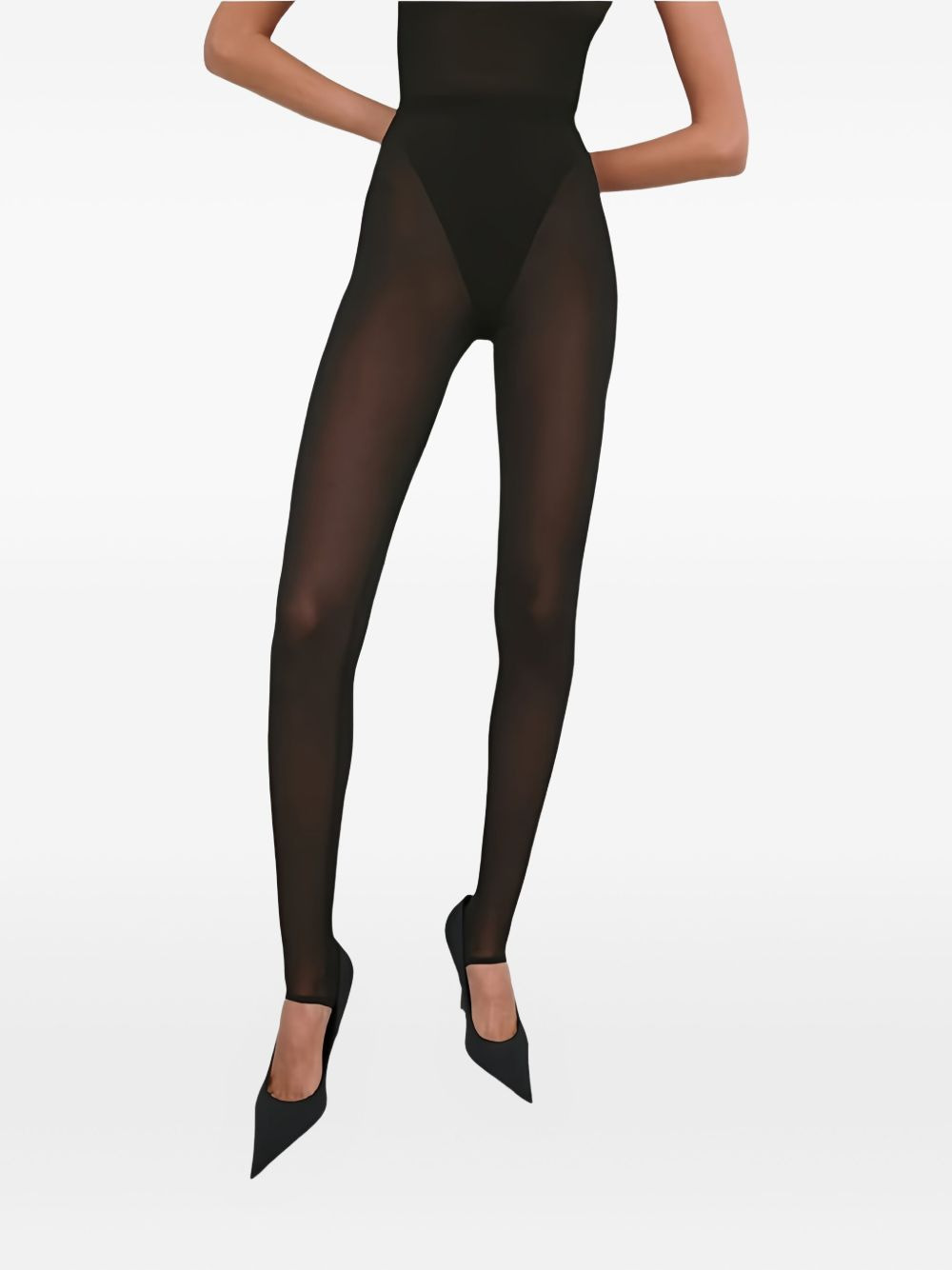 semi-sheer leggings - 5