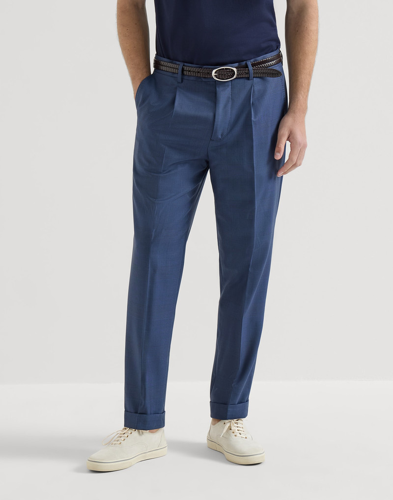 Virgin wool Prince of Wales trousers with pleat 1