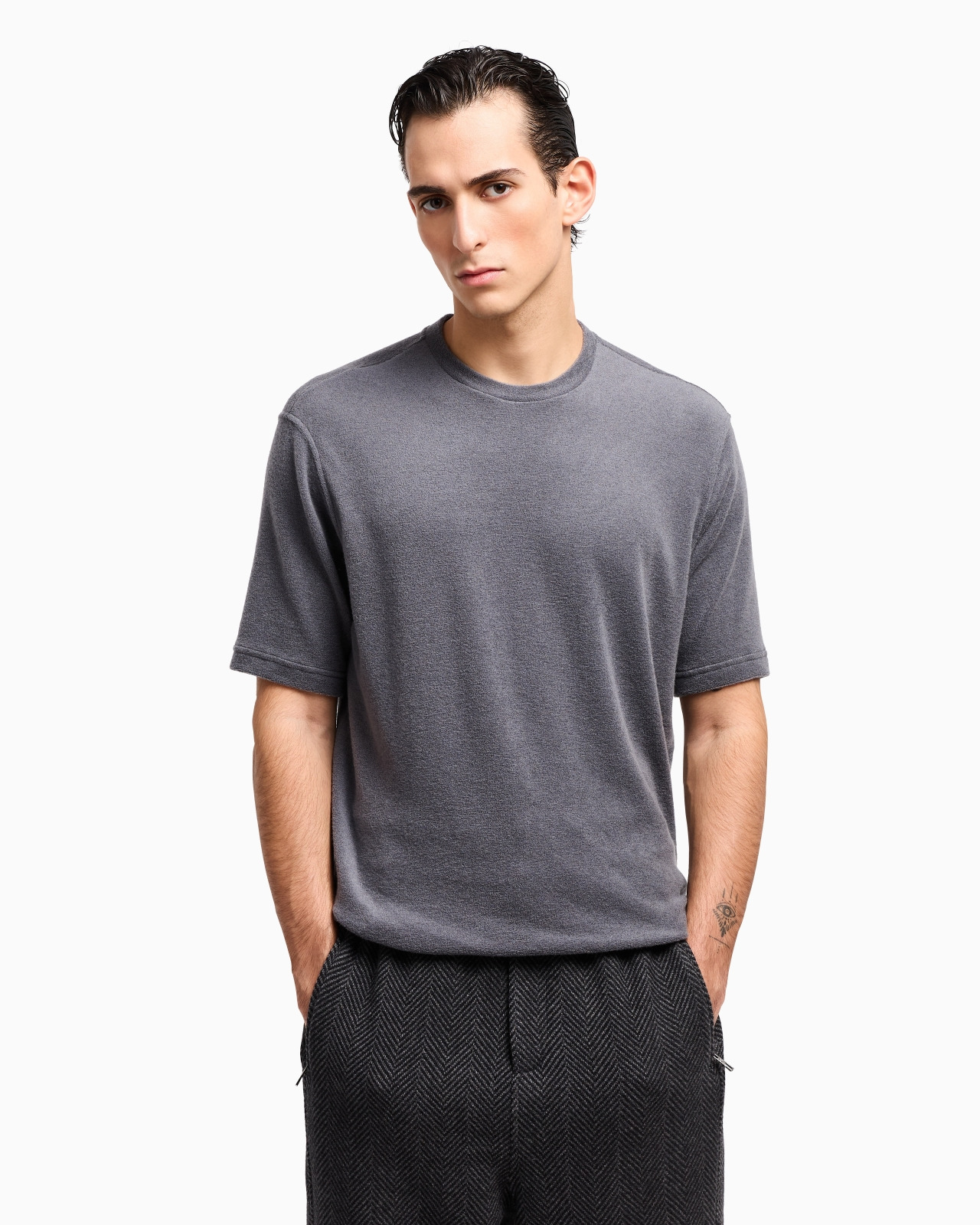 CREW-NECK T-SHIRT IN PURE CASHMERE JERSEY - 4