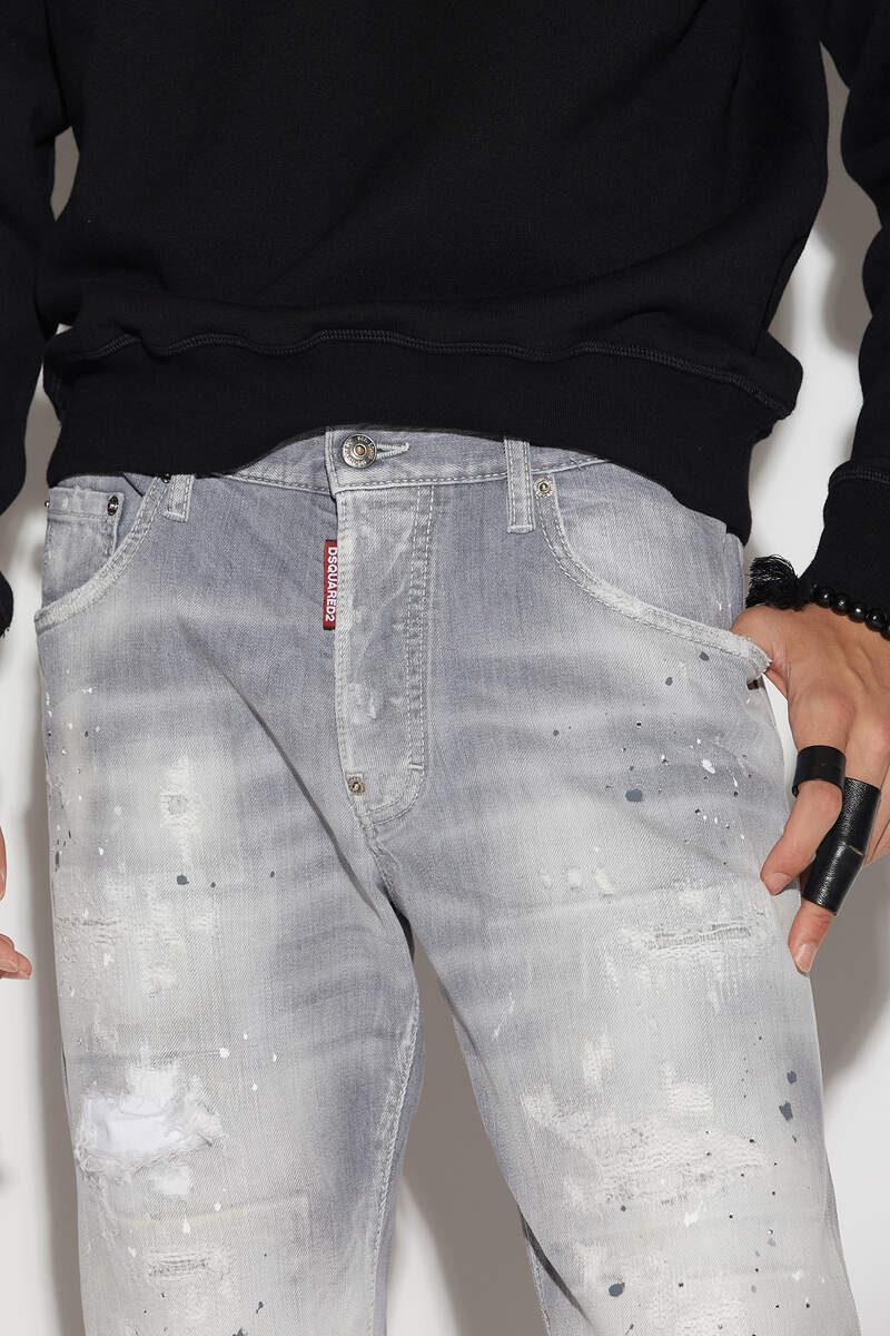 LIGHT GREY WASH SKATER JEANS - 3