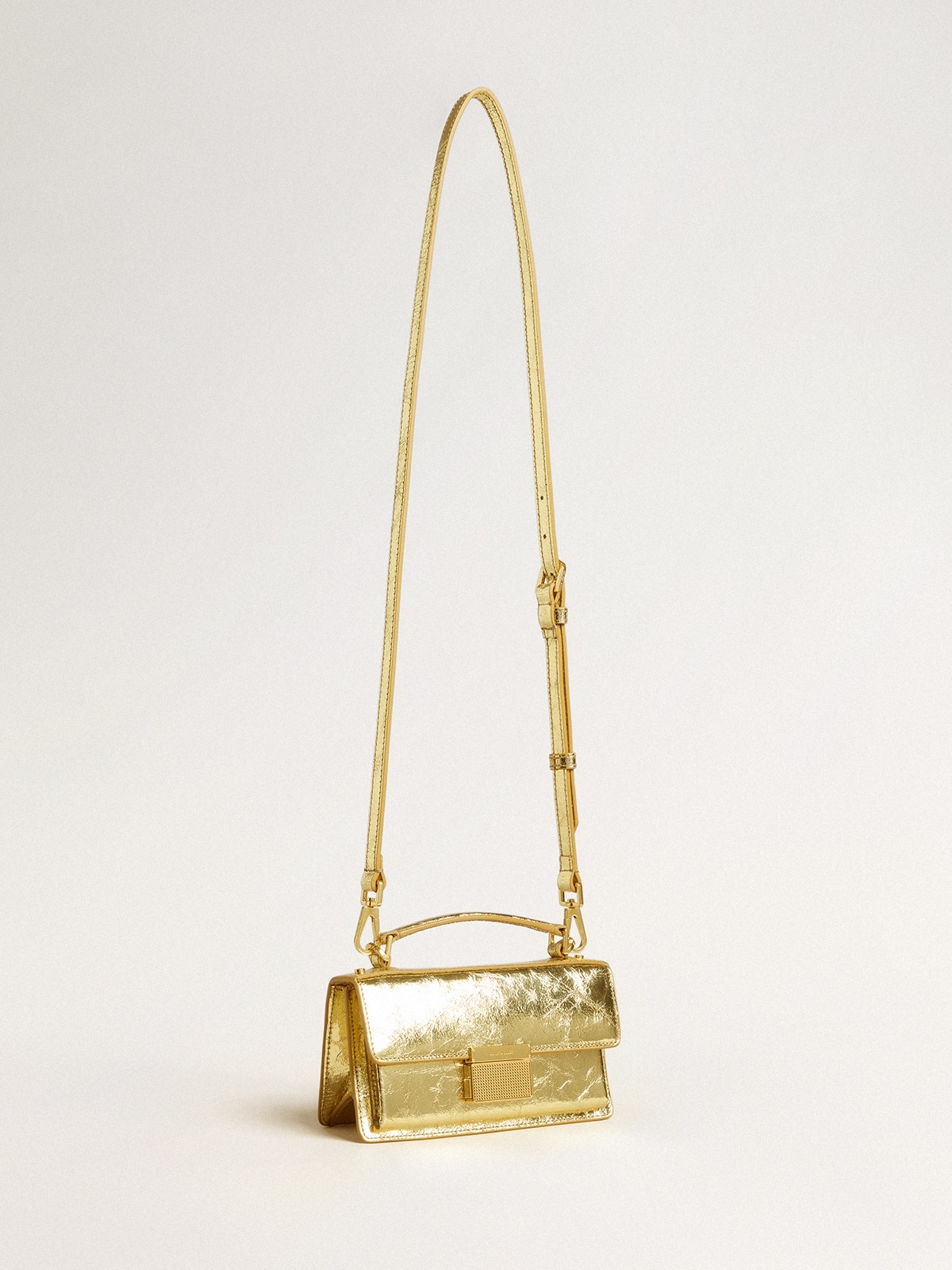 Small Venezia Bag in gold metallic leather with gold details - 2