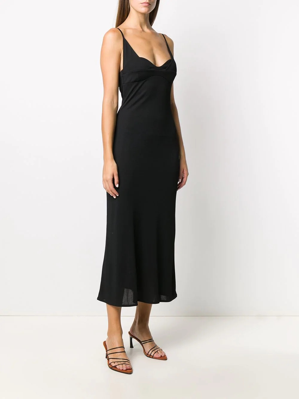 plunge-neck midi dress - 3