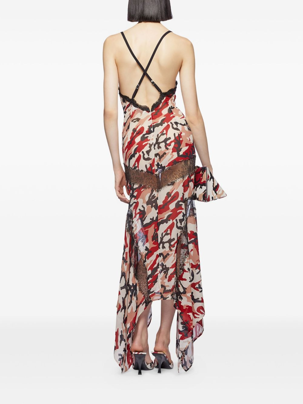 camouflage lace-insert dress - 3