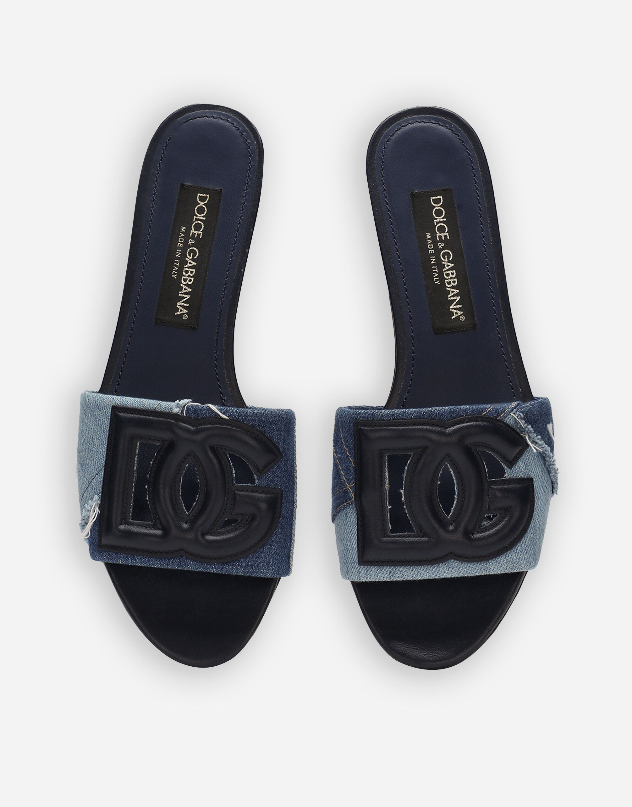 Patchwork denim sliders with DG logo - 4