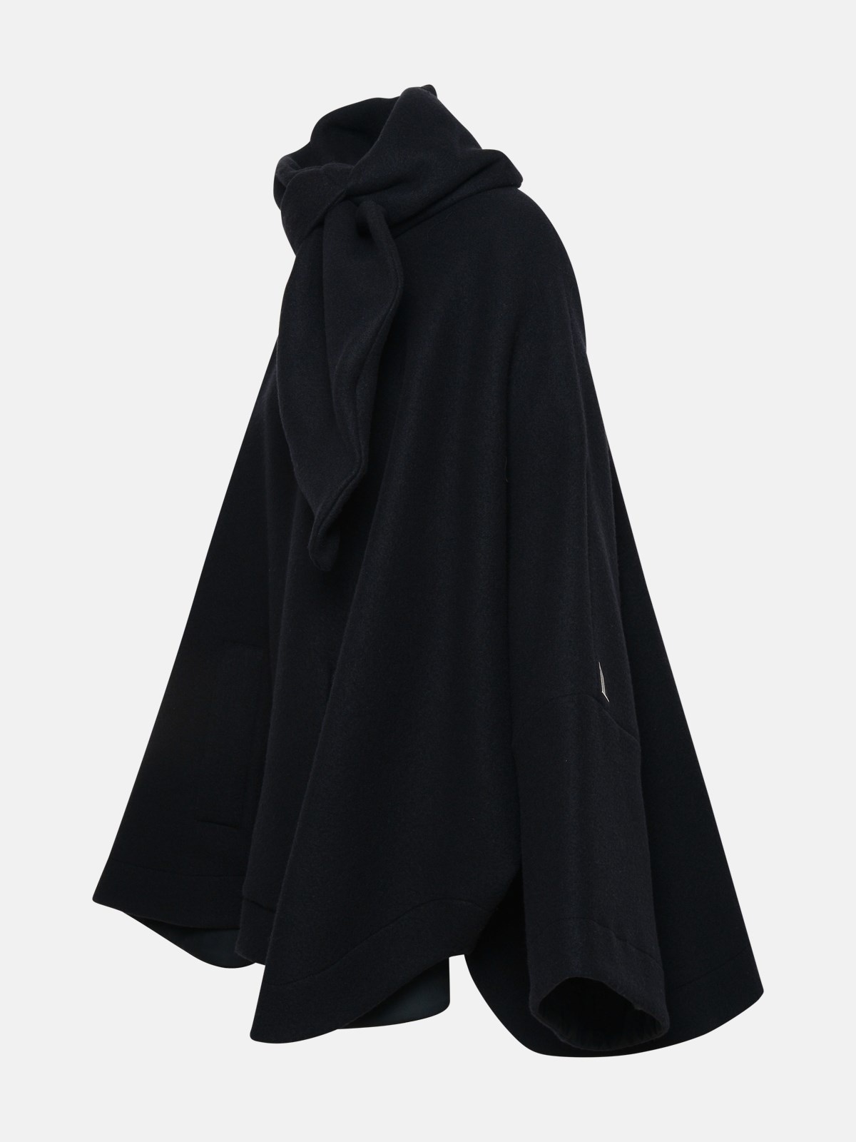 Black virgin wool blend cape - 2