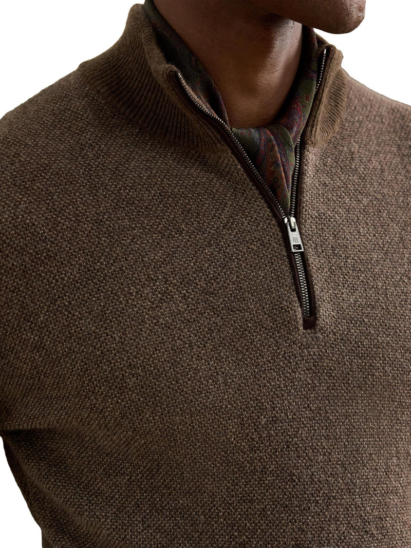 Men's Cashmere Quarter-Zip Sweater - Taupe Multi 7