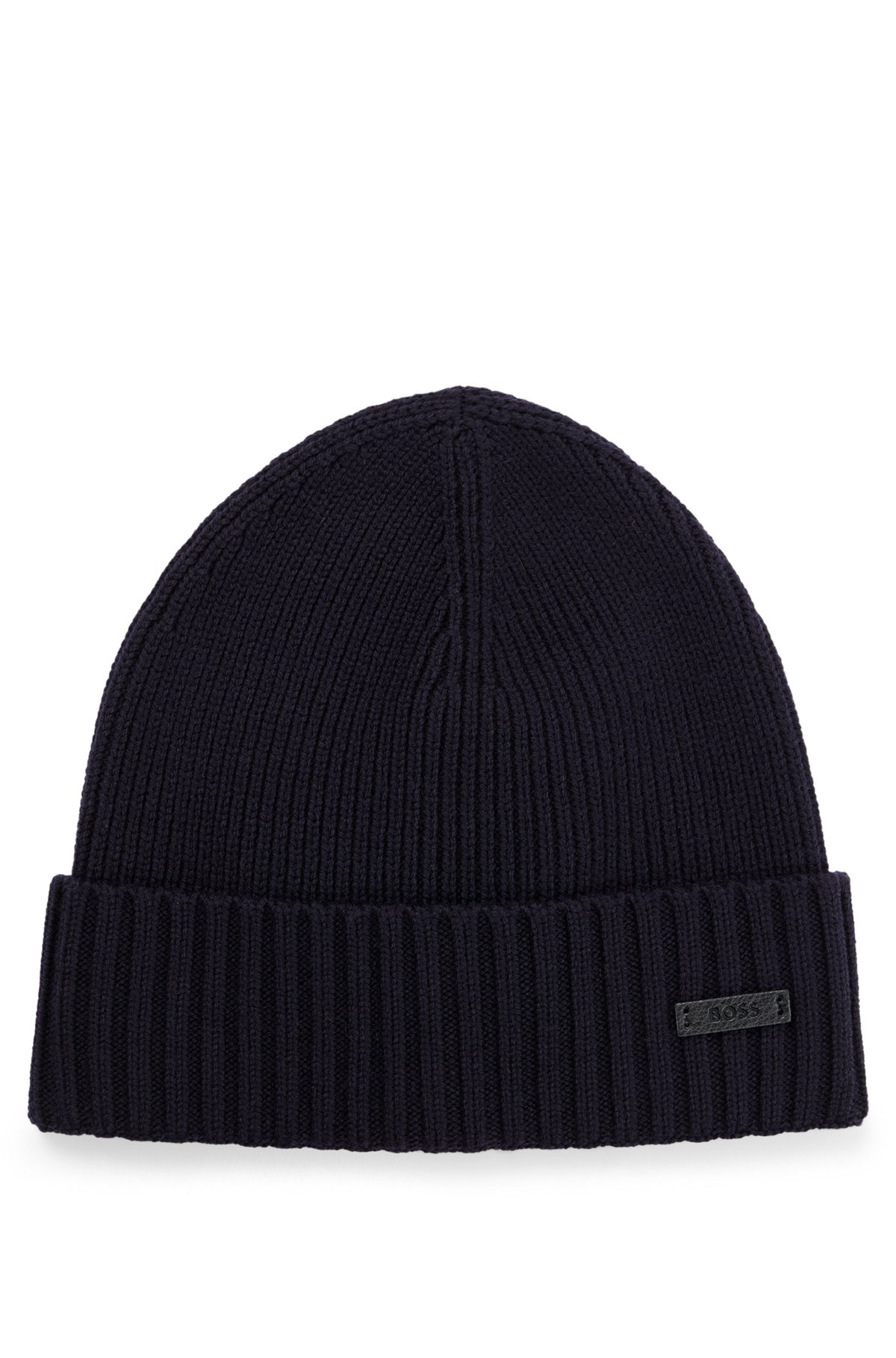 BEANIE HAT IN VIRGIN WOOL WITH LOGO PLAQUE - 1