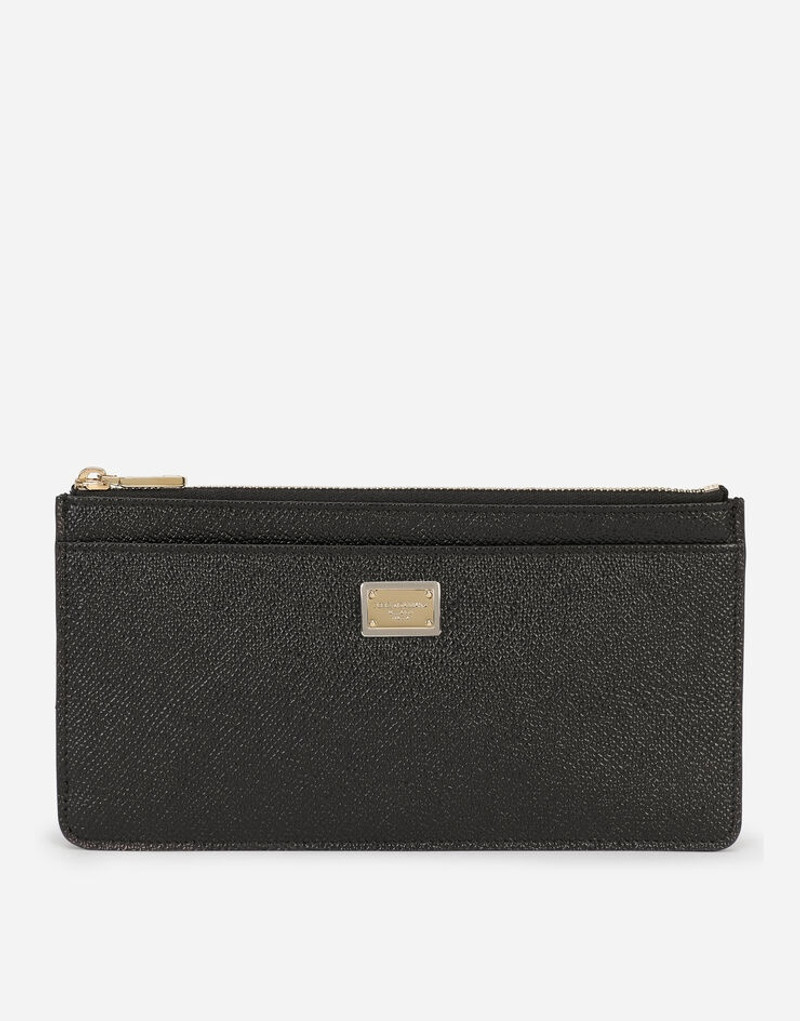 Large dauphine calfskin card holder with plate - 1