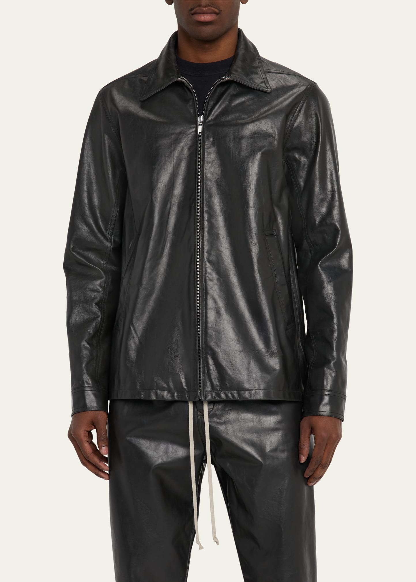 Men's Tamponato Leather Blouson Jacket - 4