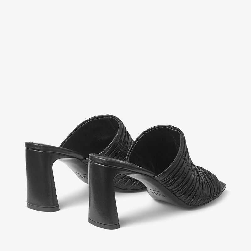Lua Mule 75 Black Leather Mules 5