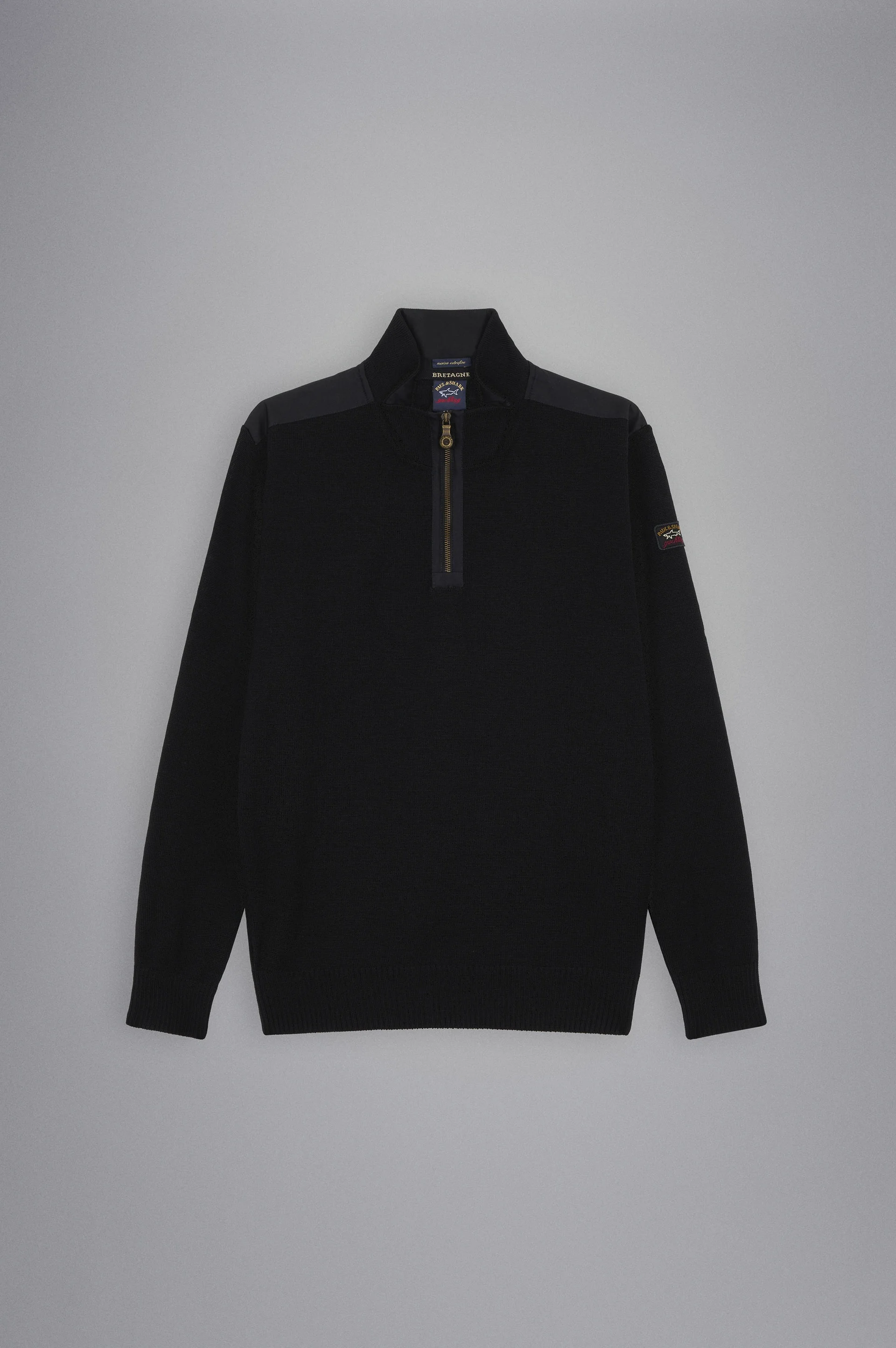 BRETAGNE WOOL HALF ZIP SWEATER WITH ICONIC BADGE - 1