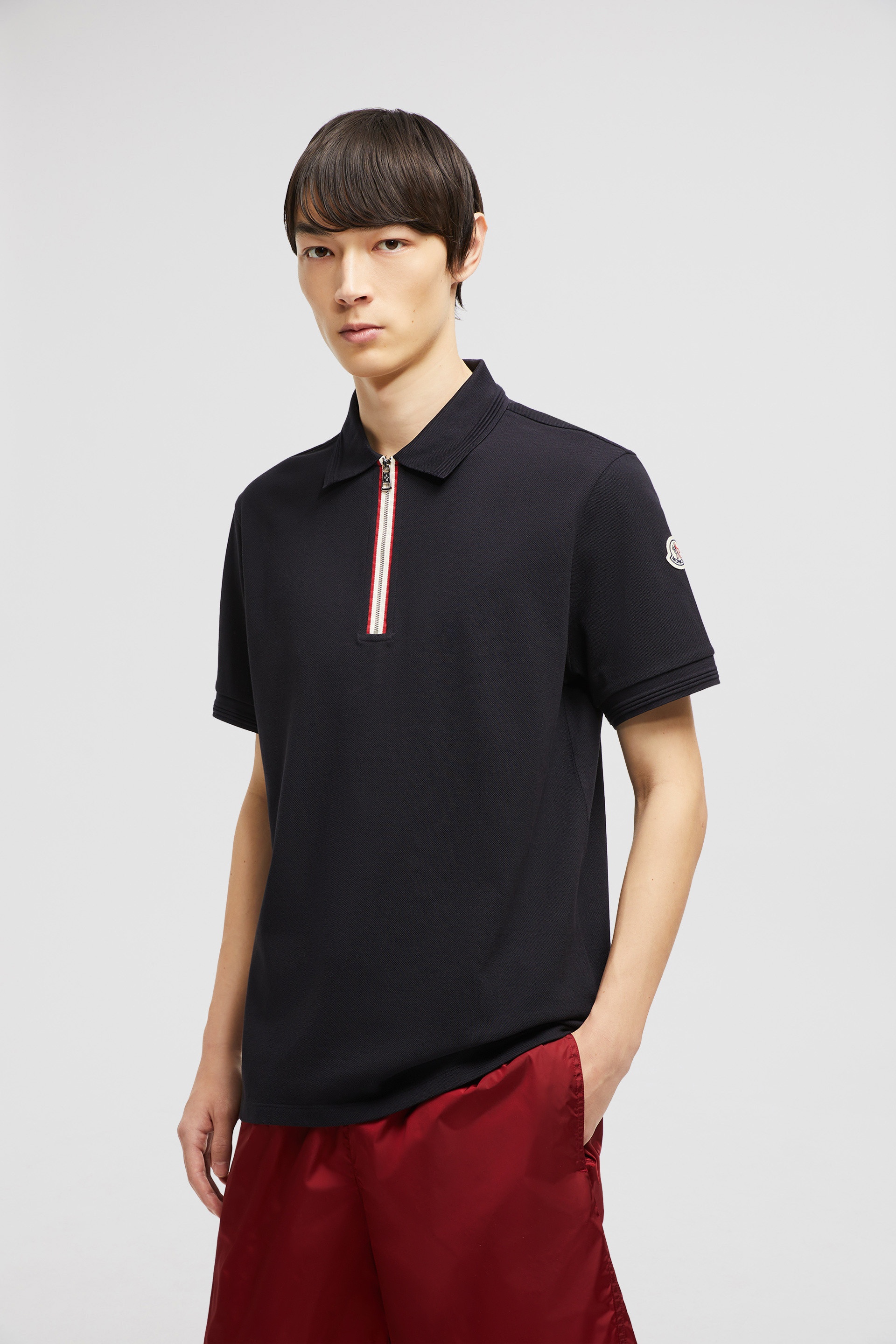 Tricolor Trim Cotton Piquet Polo Shirt - 2