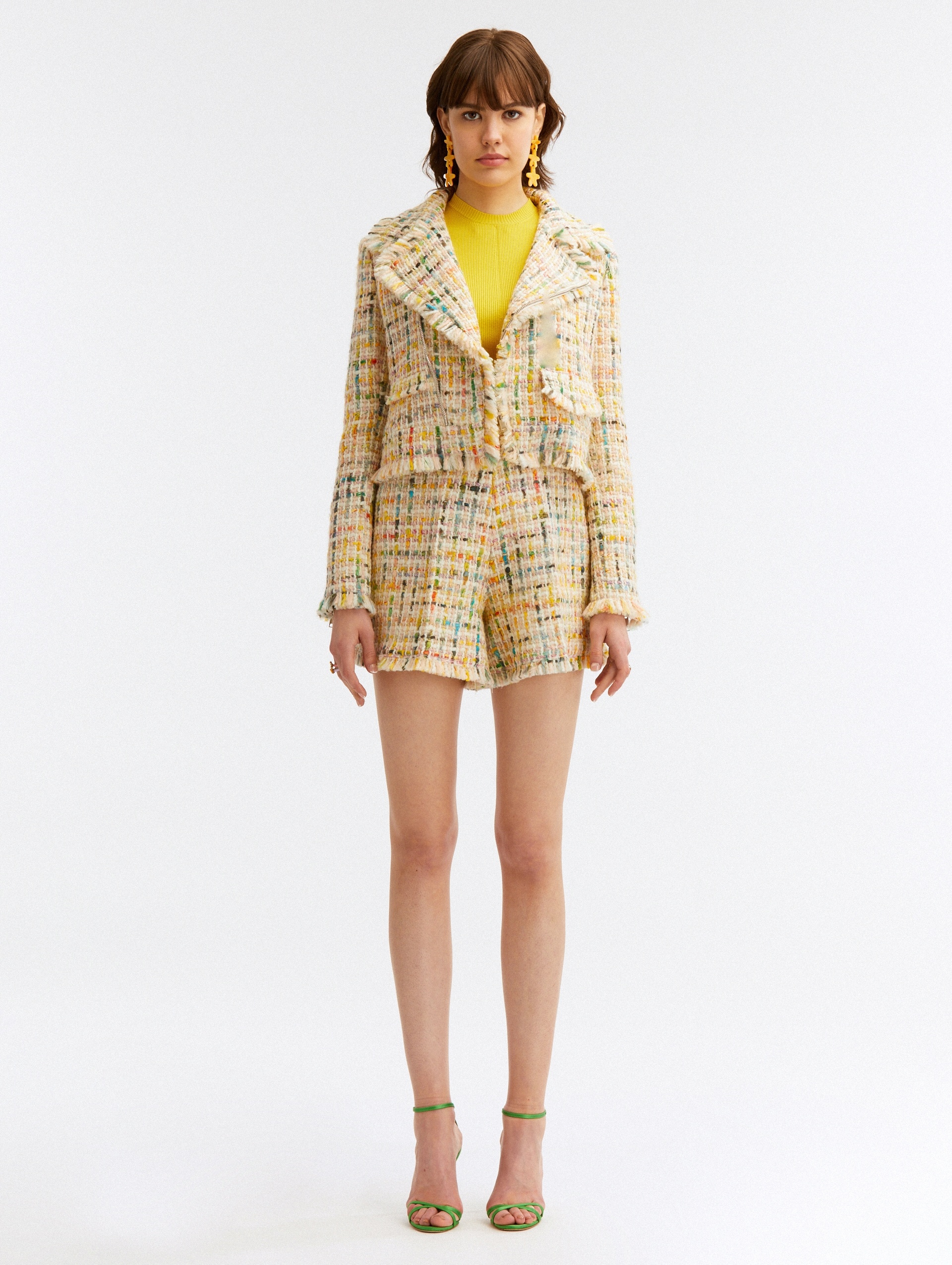 CROPPED TWEED MOTORCYCLE JACKET - 2