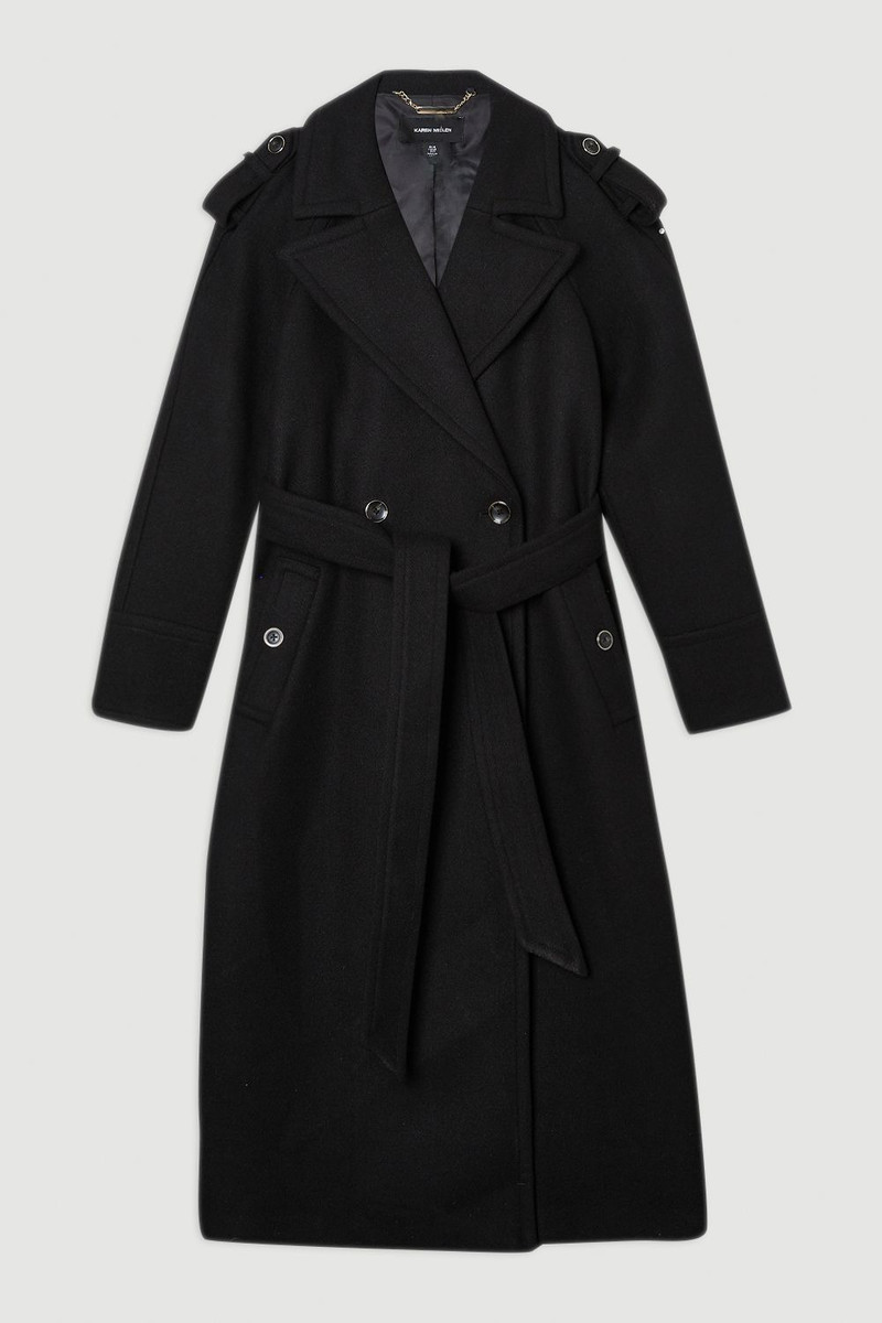 Wool Tailored Belted Midi Coat - 1