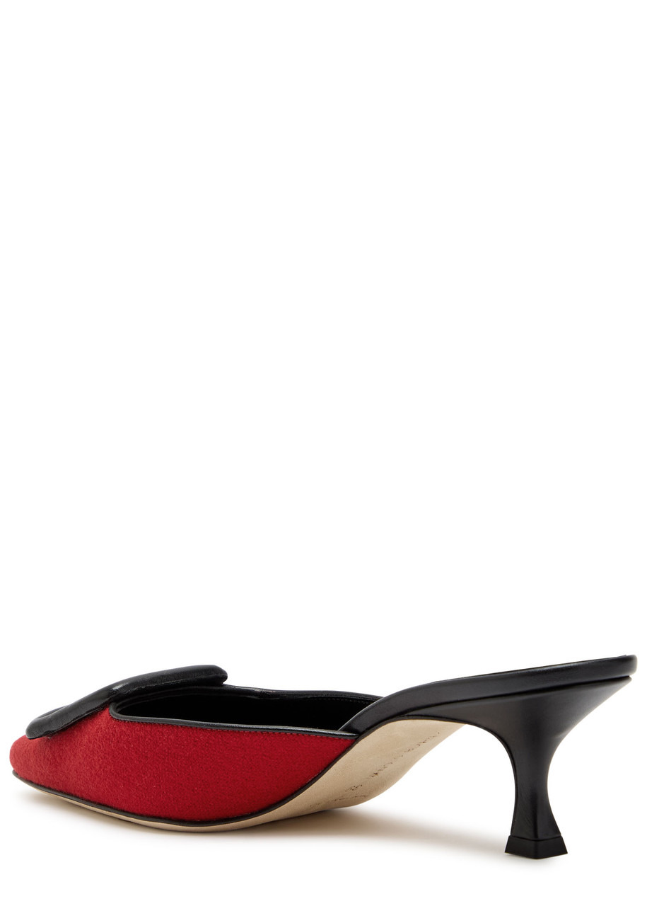 Manolo Blahnik Maysalebi 50 Wool and Leather Mules - 2