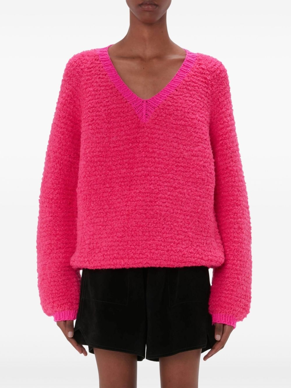 bouclÃ© V-neck sweater - 3