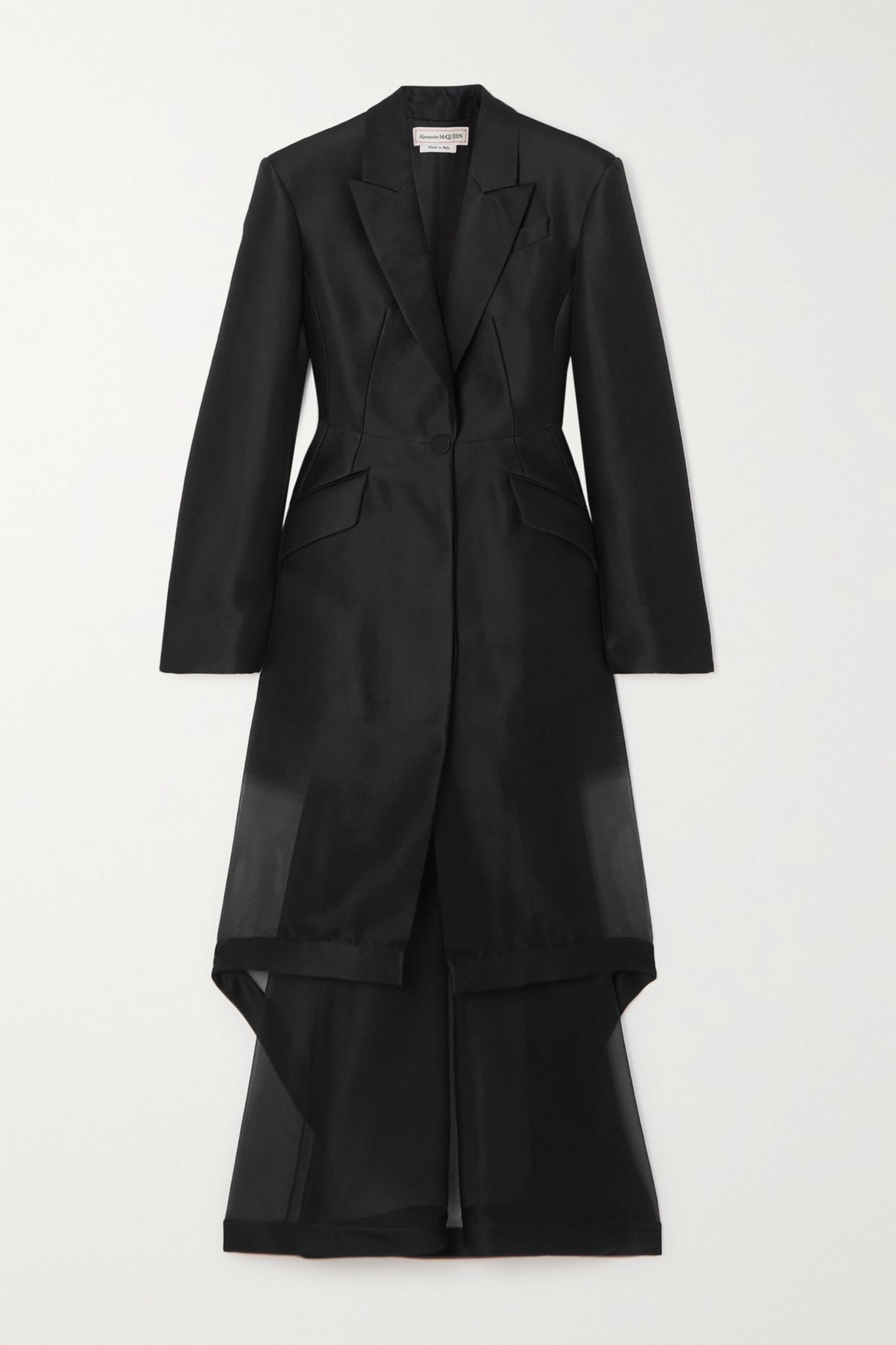 Layered asymmetric wool and silk-blend organza coat - 1