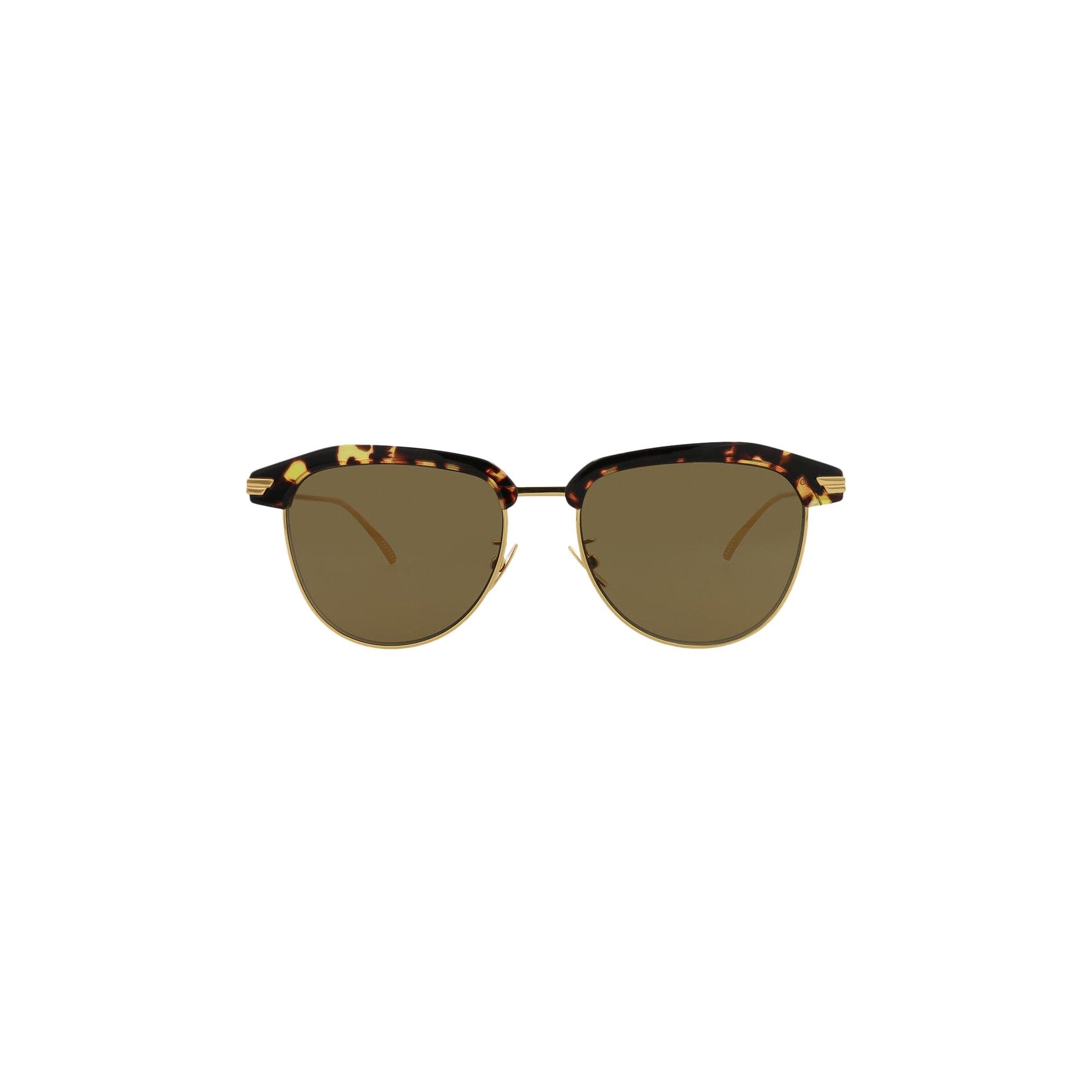 Bottega Veneta Half Frame Sunglasses 'Havana/Gold/Brown' - 1