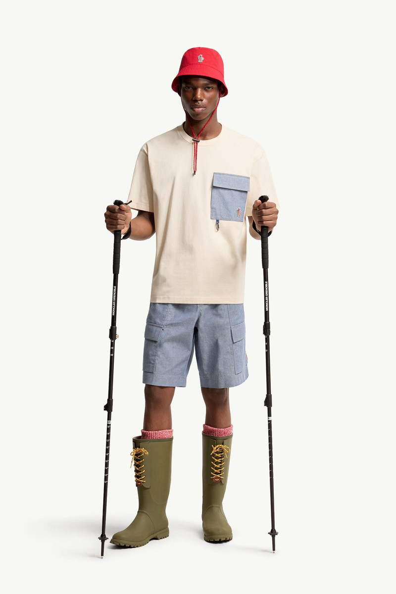 Moncler Grenoble Cotton Blend T-Shirt with Denim Pocket outlook