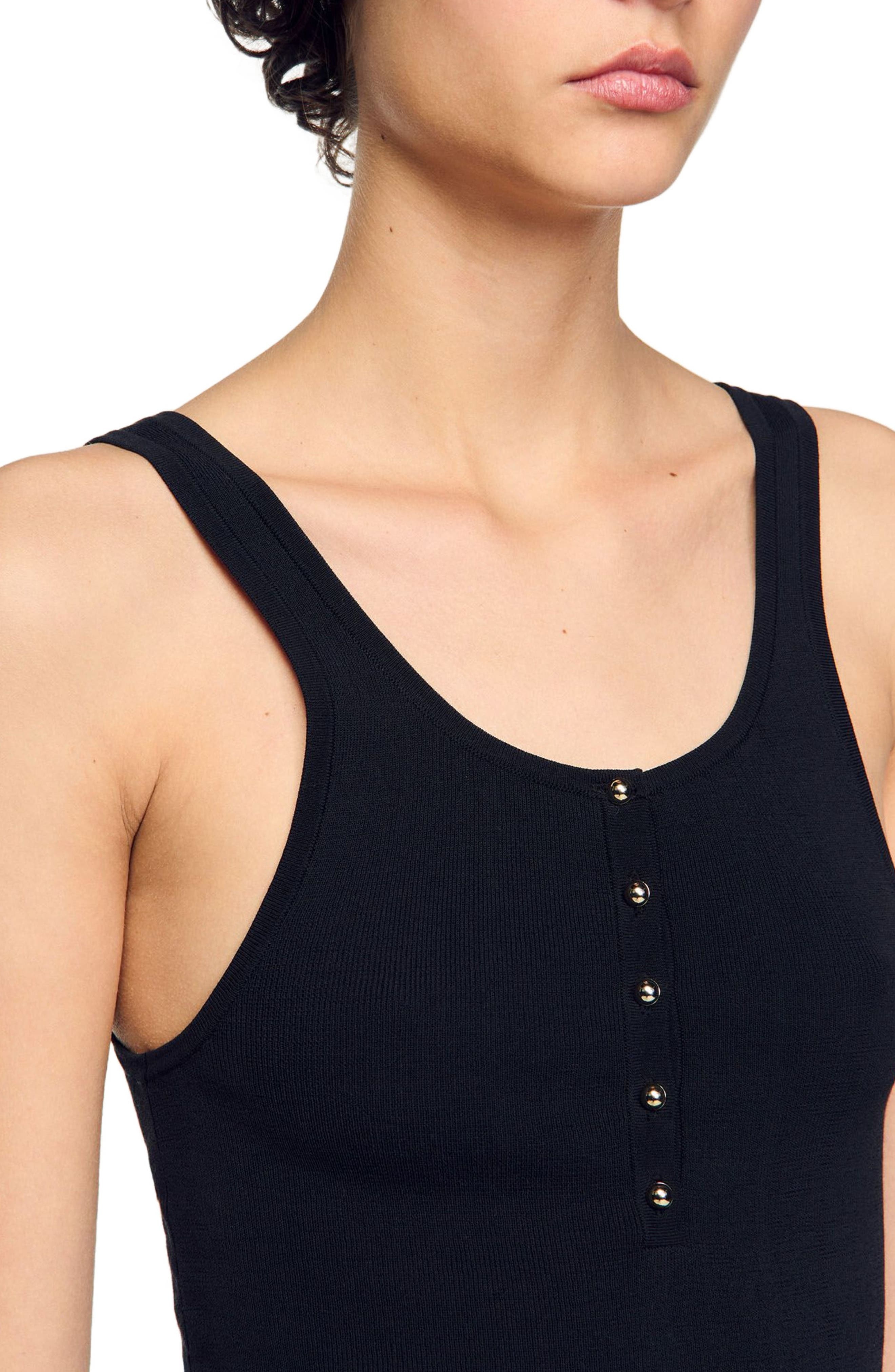 SANDRO Rib knit vest top in Black at Nordstrom - 4