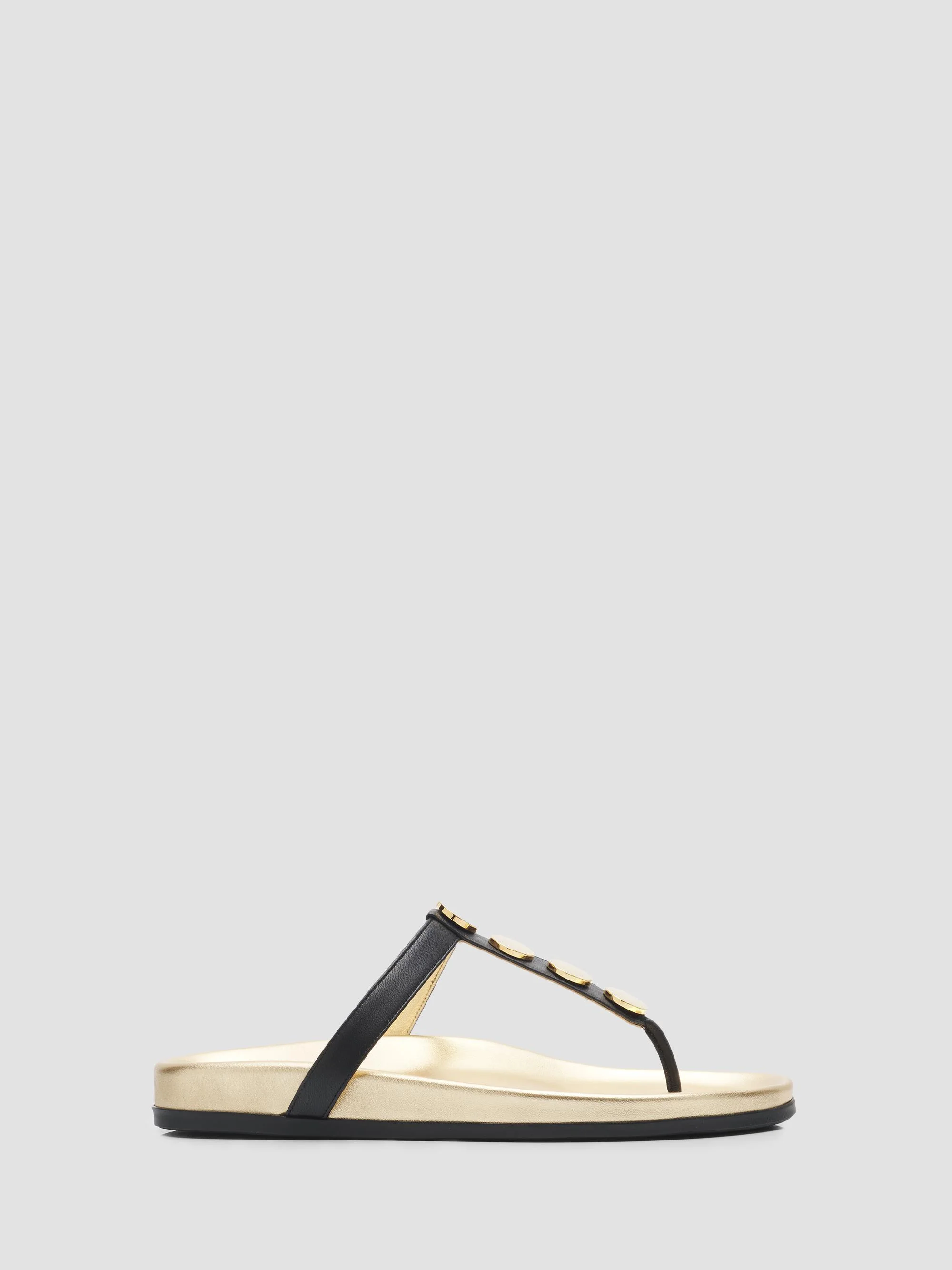 Women's Ruja Dome-Stud Leather Thong Sandals - Black - 1