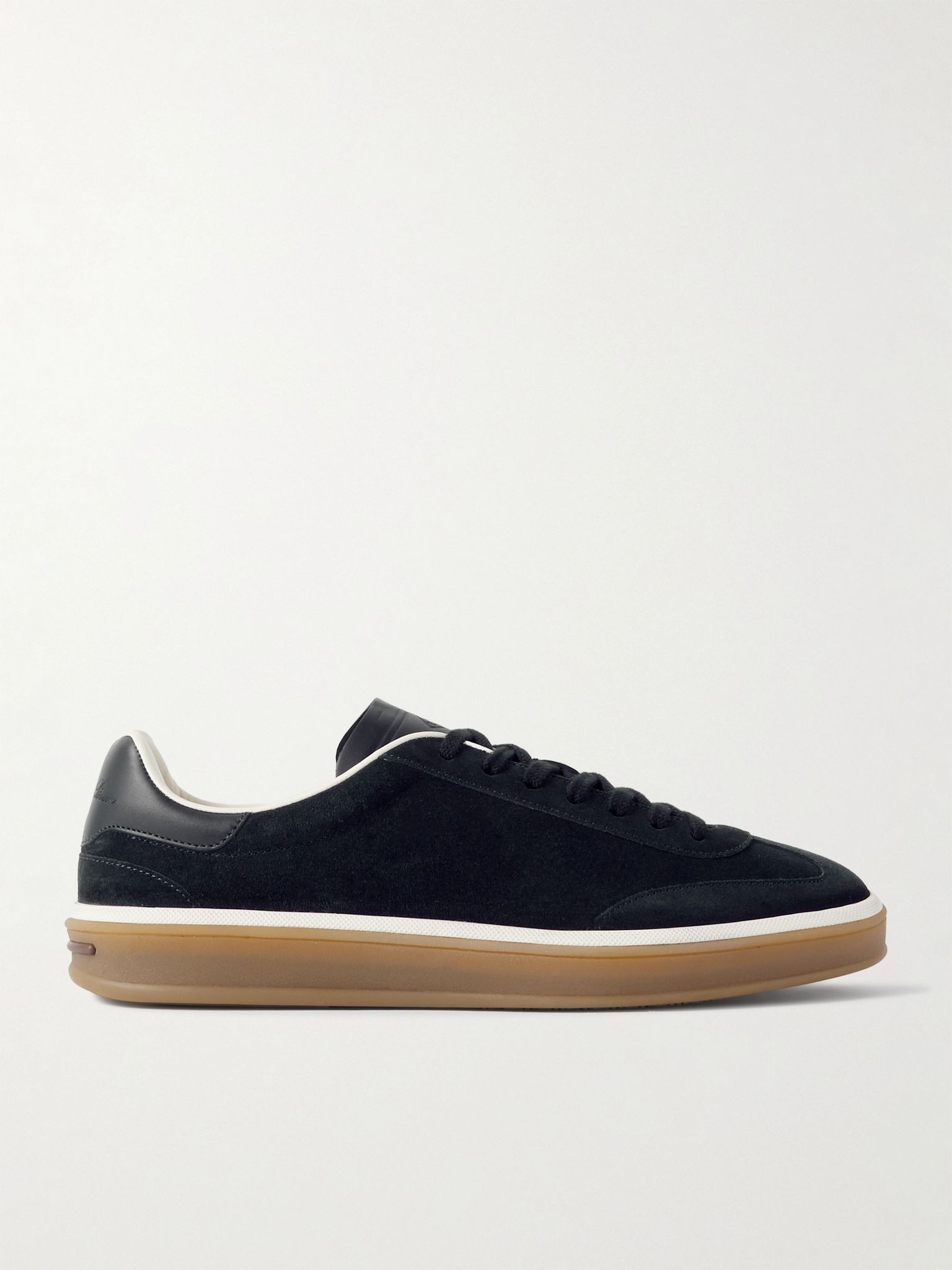 Tennis Walk Leather-Trimmed Suede Sneakers Midnight blue - 1