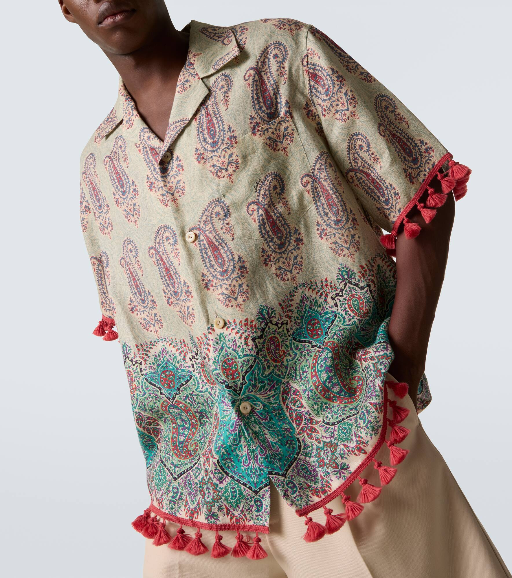 Paisley linen bowling shirt - 5