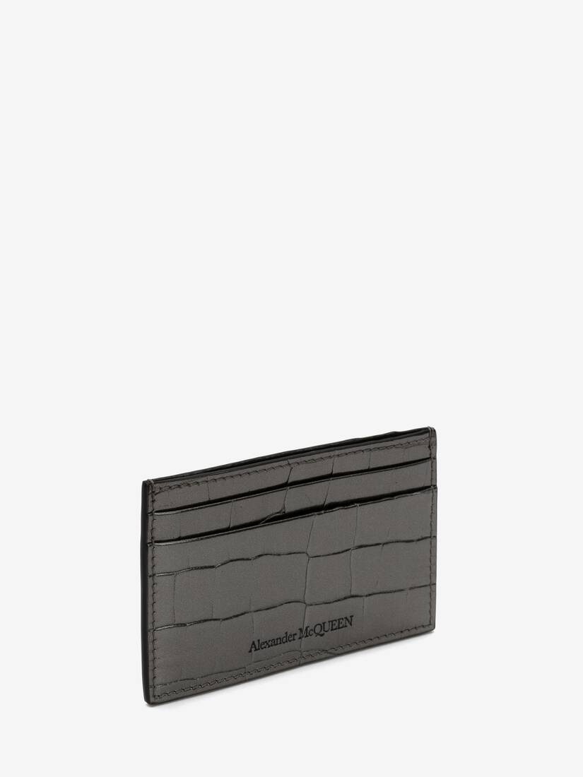 Embossed Croc Card Holder in Graphite - 2