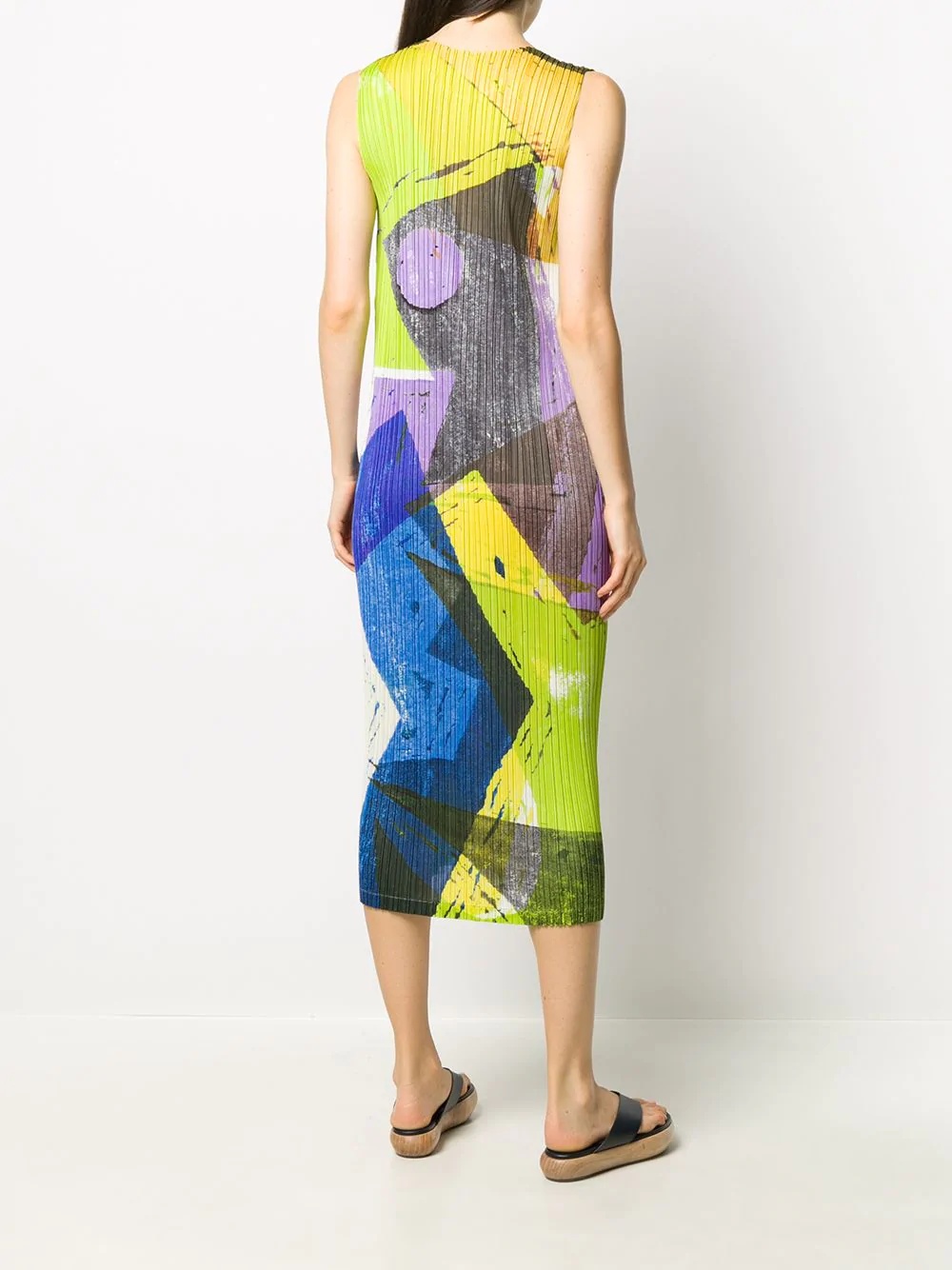 micro pleat abstract print dress - 4