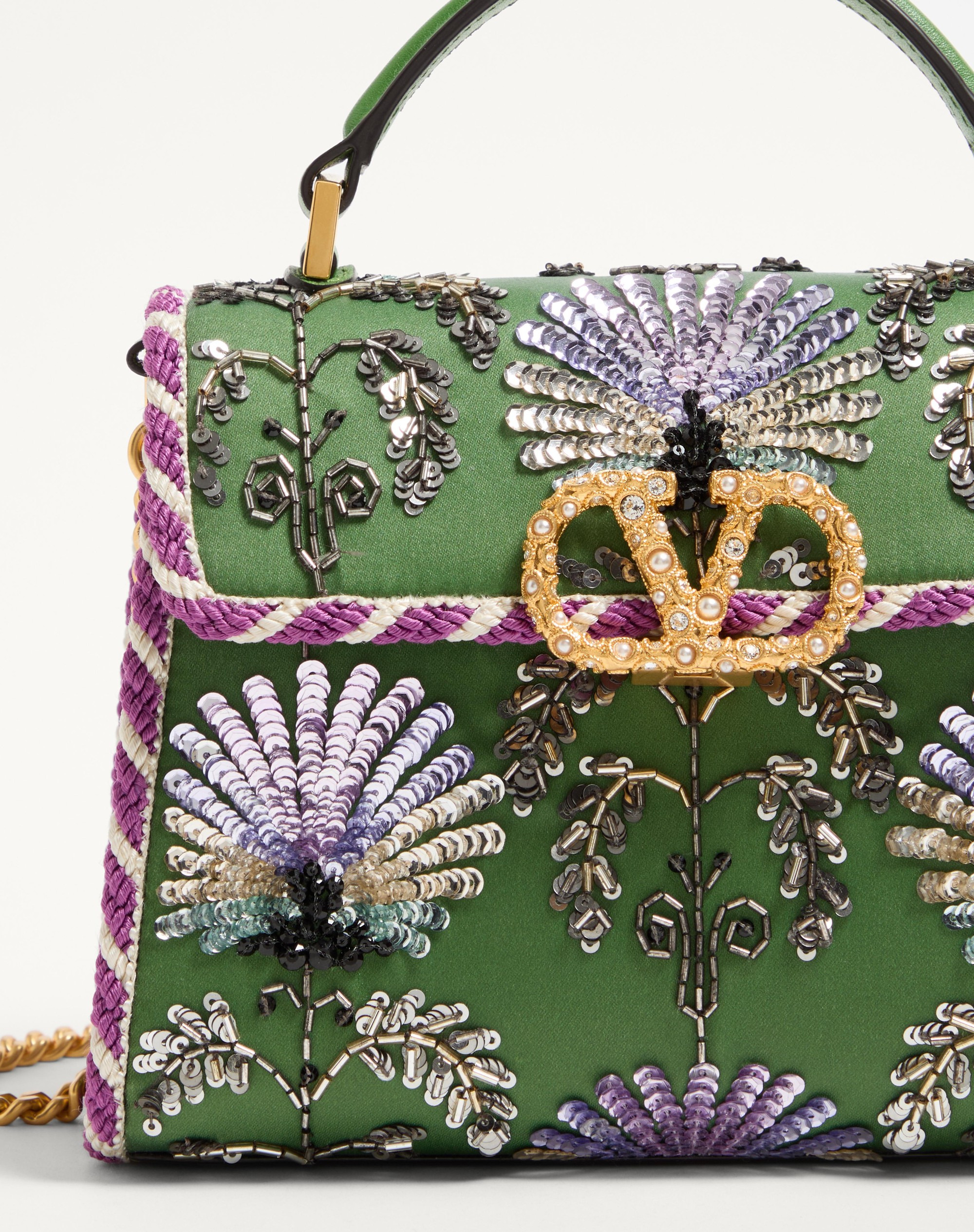 VALENTINO GARAVANI VSLING MINI EMBROIDERED HANDBAG WITH JEWEL LOGO - 8