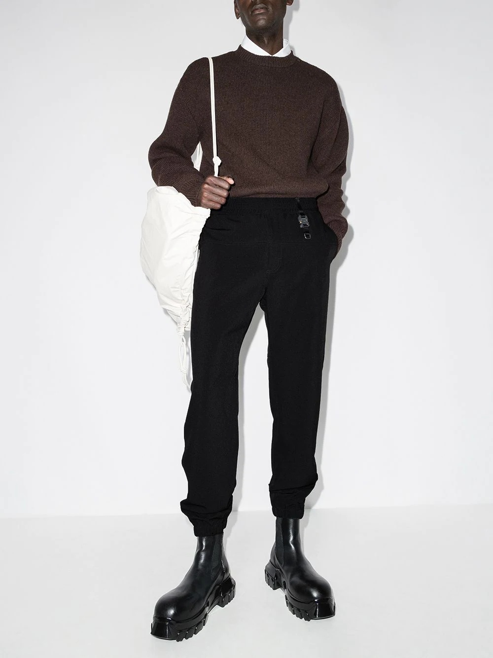 buckle-detail tapered track pants - 5