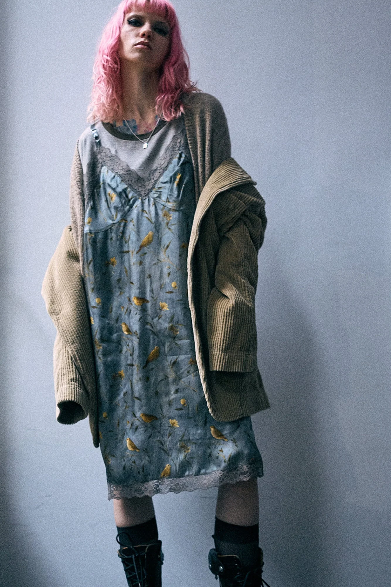 Oversized Tee Dress With Slip - 1