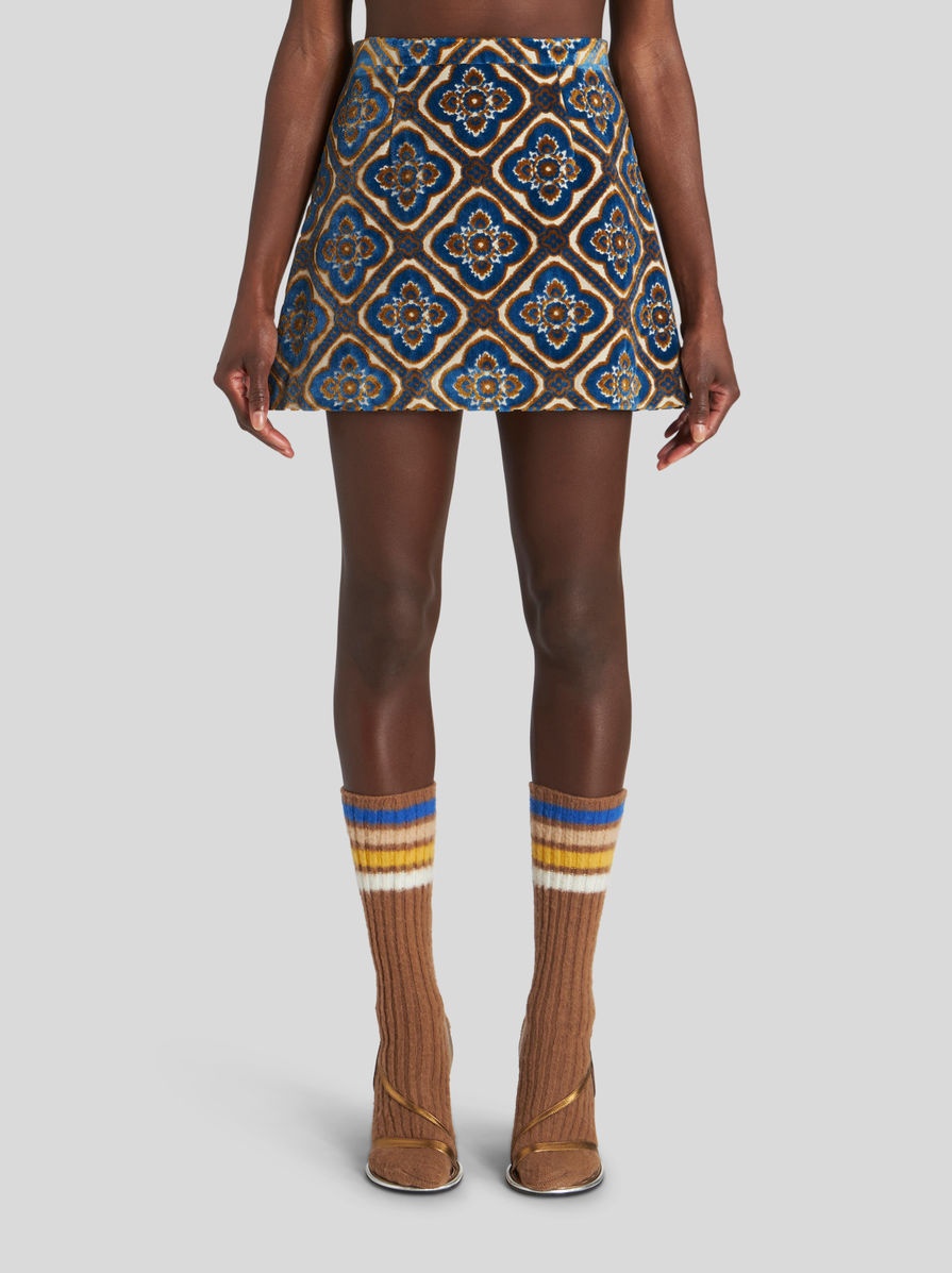 JACQUARD VELVET MINI SKIRT - 2