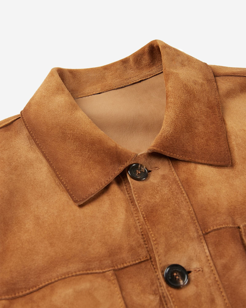 Loose fit leather suede overshirt 6