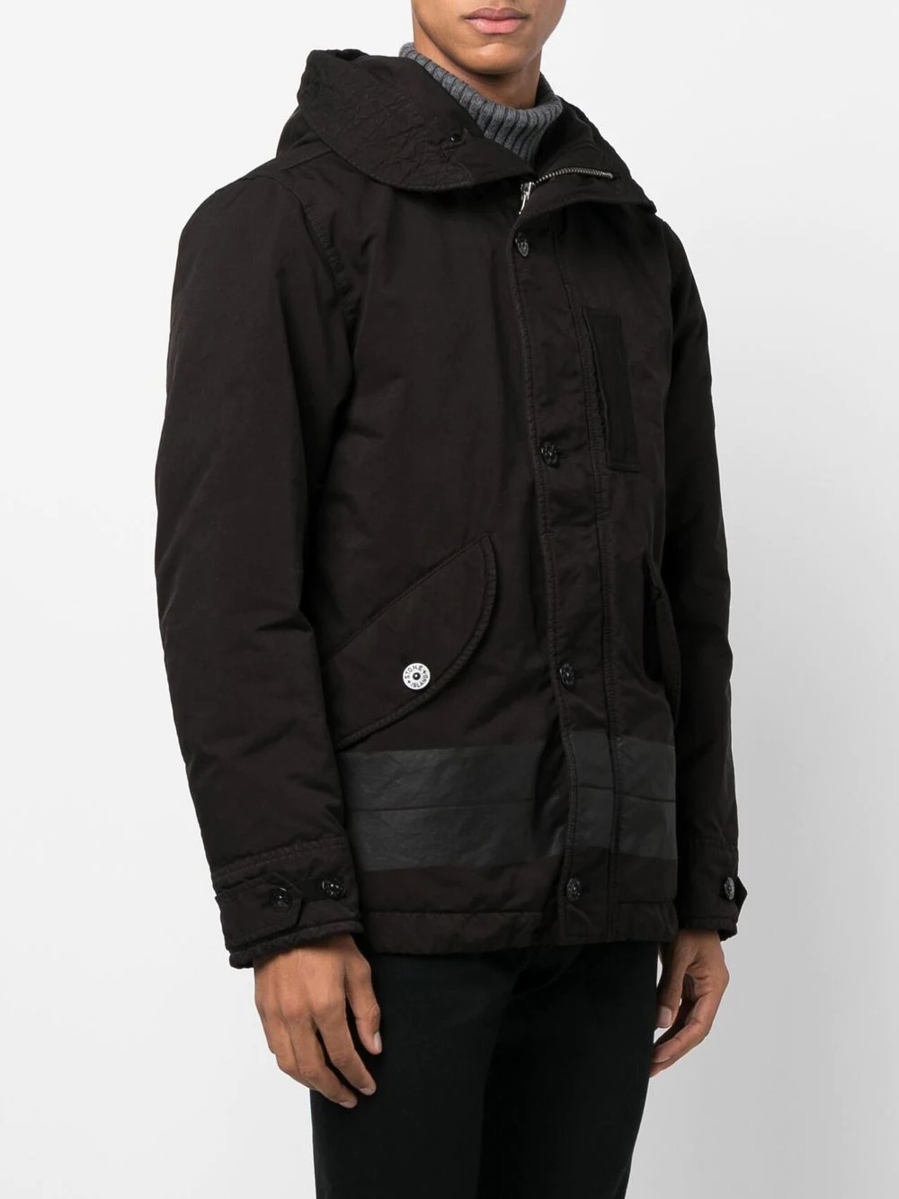 logo-patch padded coat - 3