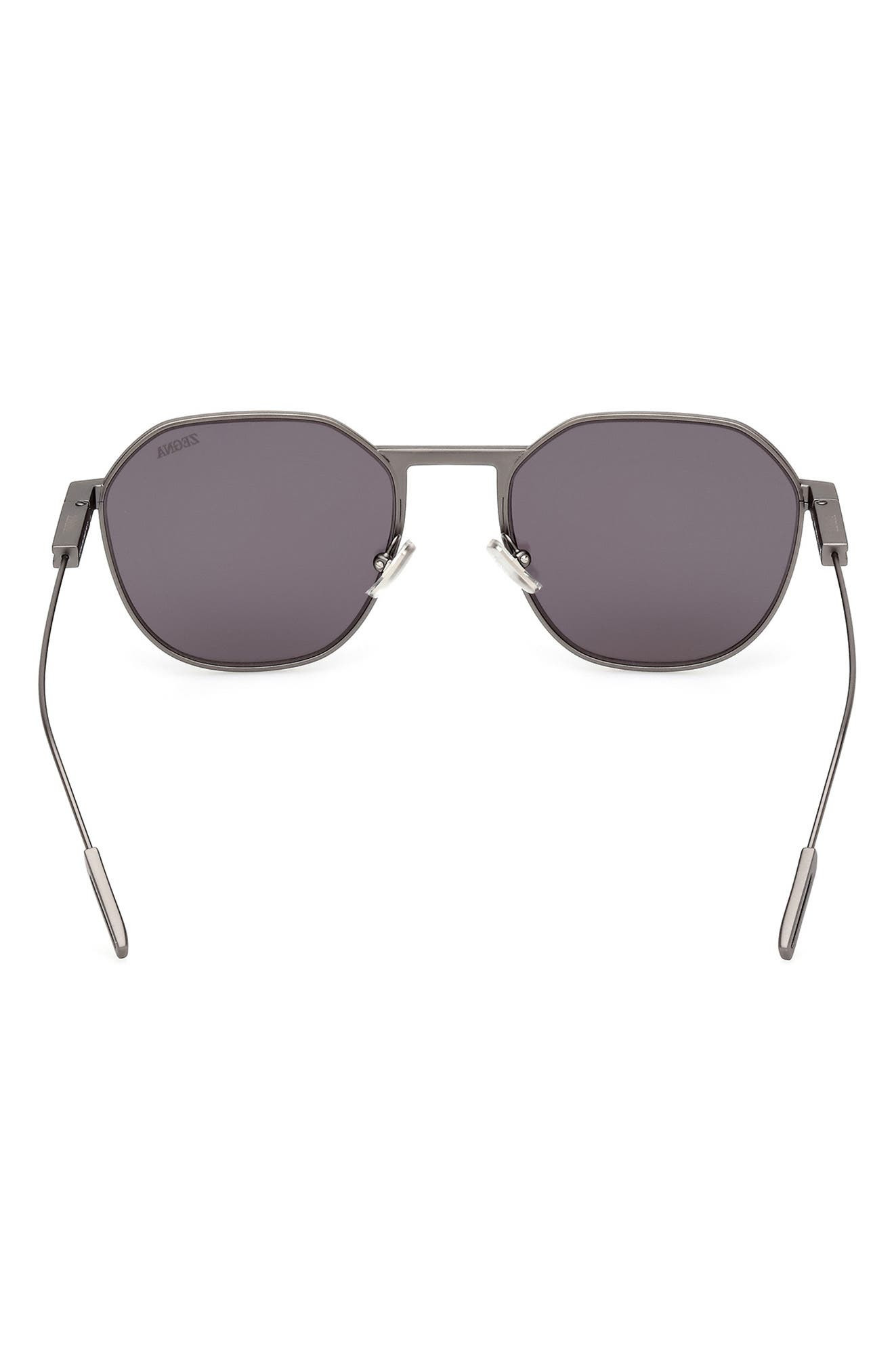 ZEGNA 55mm Round Sunglasses in Brushed Gunmetal at Nordstrom - 6