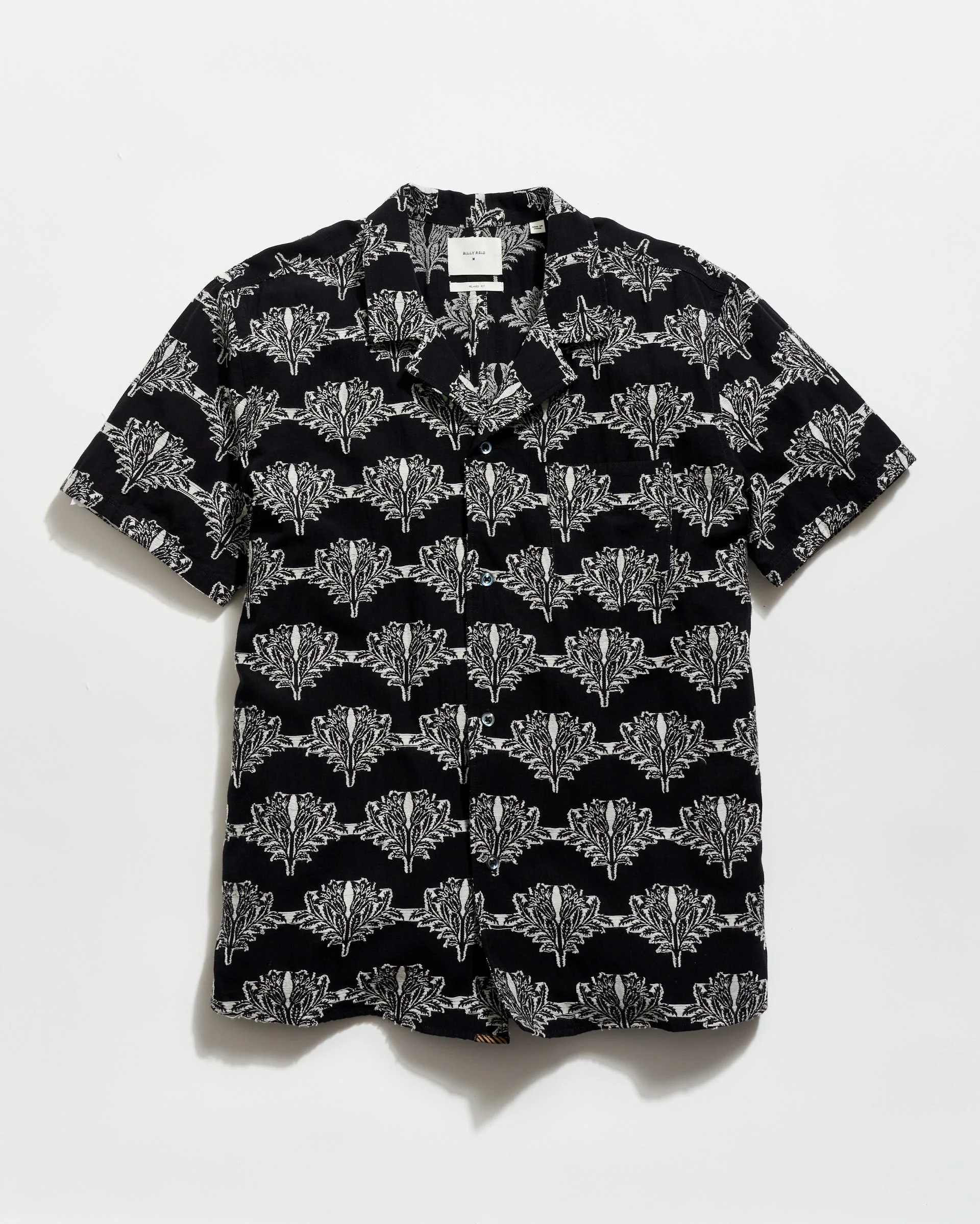 Short Sleeve Botanical Jacquard Camp Shirt - 1