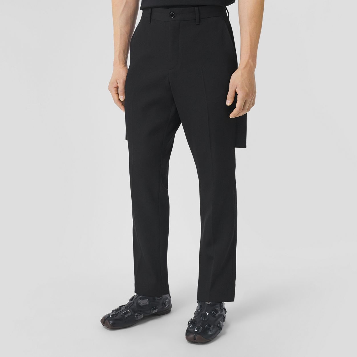 Panel Detail Grain de Poudre Wool Tailored Trousers - 4