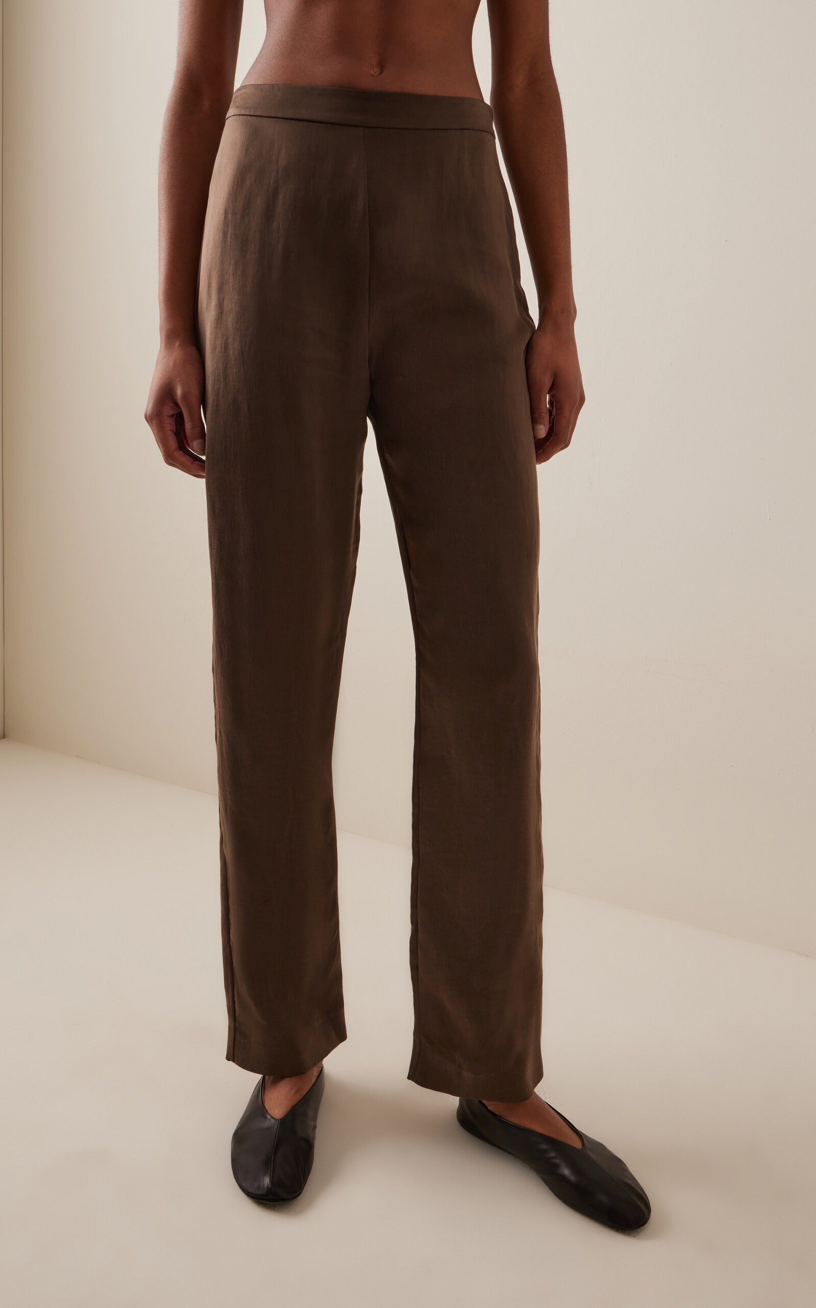 Miros Cupro Straight-Leg Pants brown - 3